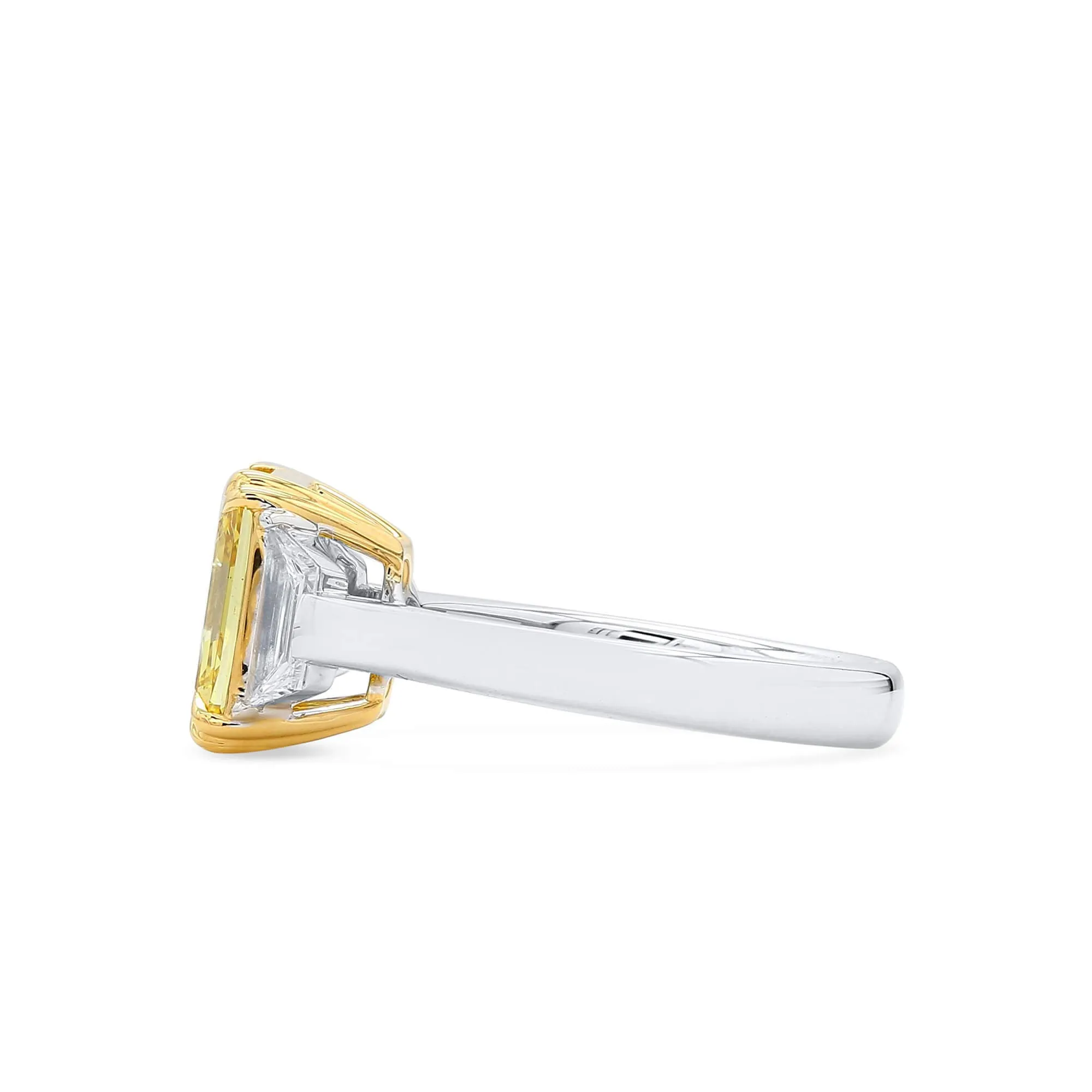 Fancy Vivid Yellow Diamond Ring, 3.46 Ct. TW, Radiant shape, GIA Certified,Rings Colored Diamond