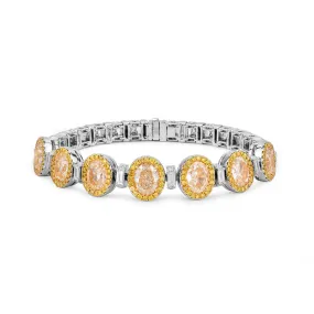 Fancy Yellow Diamond Bracelet, 11.40 Ct. TW, Oval shape, EG_Lab Certified,Bracelet Diamond Yellow Jewelry