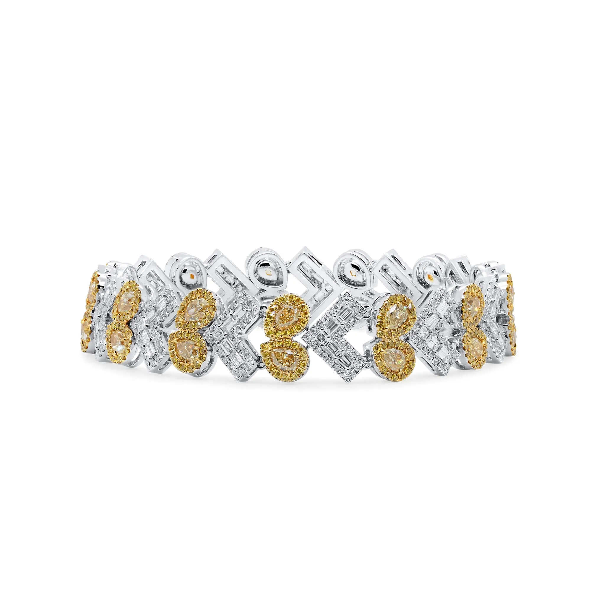 Fancy Yellow Diamond Bracelet, 12.06 Ct. TW, Pear shape,Bracelet Diamond Yellow Jewelry