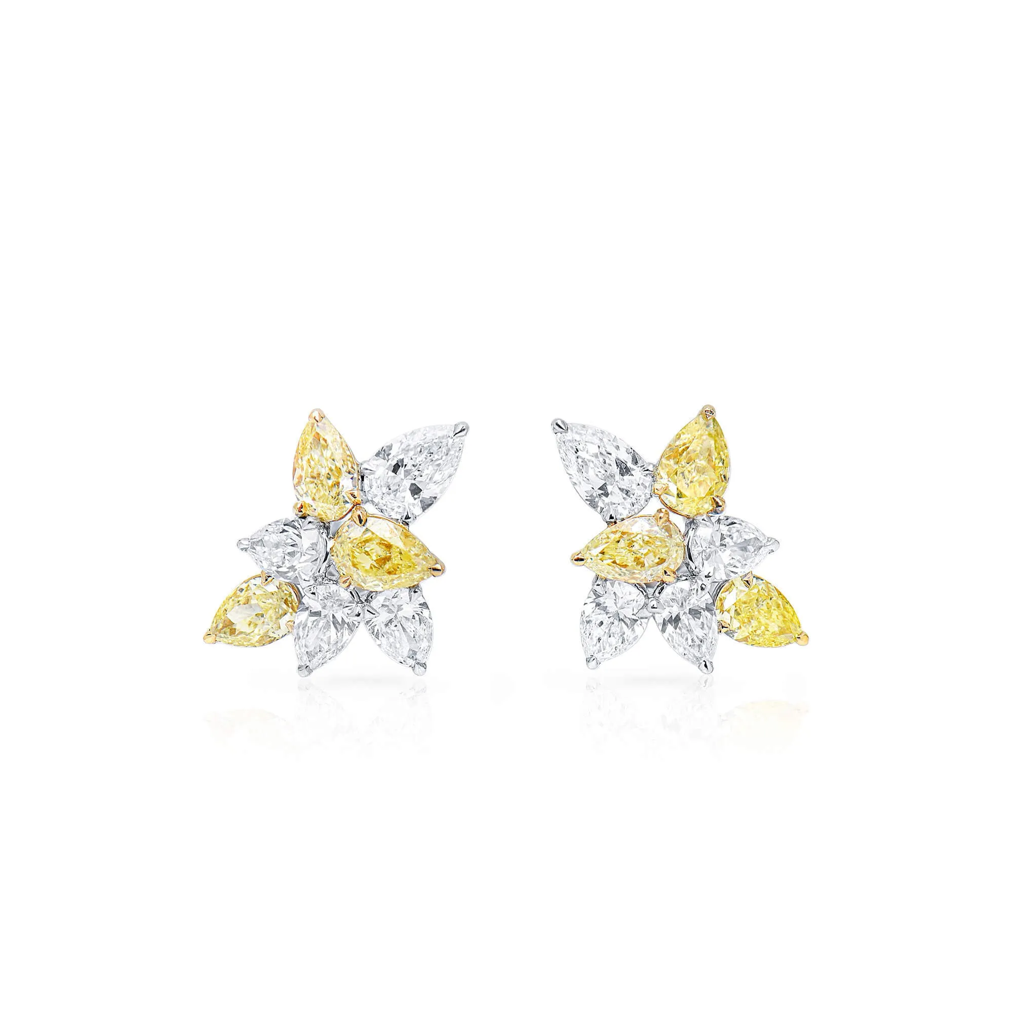 Fancy Yellow Diamond Earrings, 3.99 Ct. TW, Pear shape,Earrings Diamond Yellow