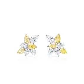 Fancy Yellow Diamond Earrings, 3.99 Ct. TW, Pear shape,Earrings Diamond Yellow