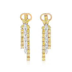 Fancy Yellow Diamond Earrings, 7.50 Ct. TW, MIX shape,Earrings Diamond Yellow