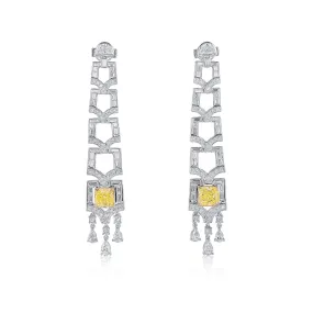Fancy Yellow Diamond Earrings, 7.86 Ct. TW, Cushion shape, GIA Certified,Earrings Diamond Yellow