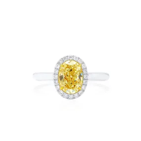 Fancy Yellow Diamond Ring, 1.71 Ct. TW, Oval shape, GIA Certified,Rings Colored Diamond