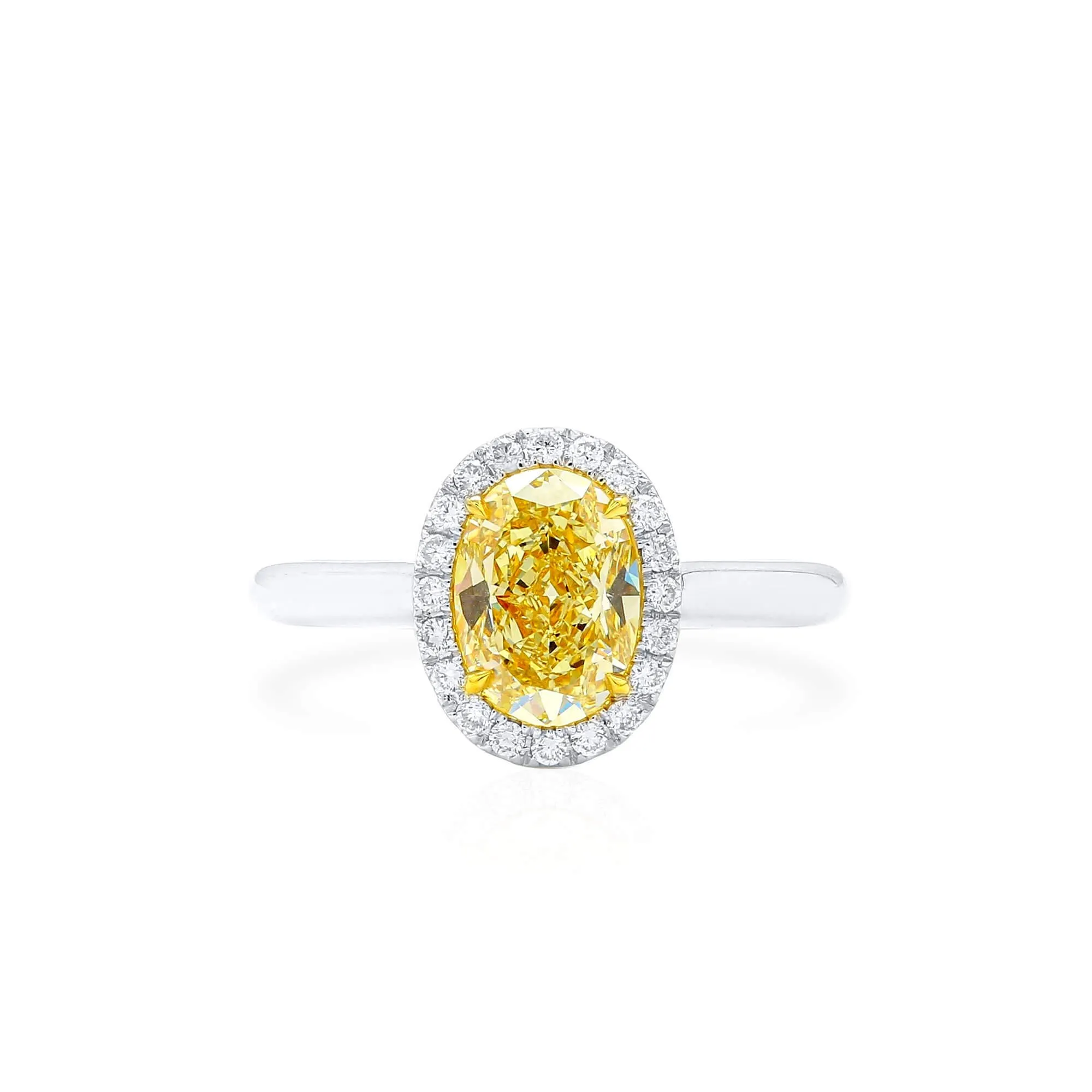 Fancy Yellow Diamond Ring, 1.71 Ct. TW, Oval shape, GIA Certified,Rings Colored Diamond