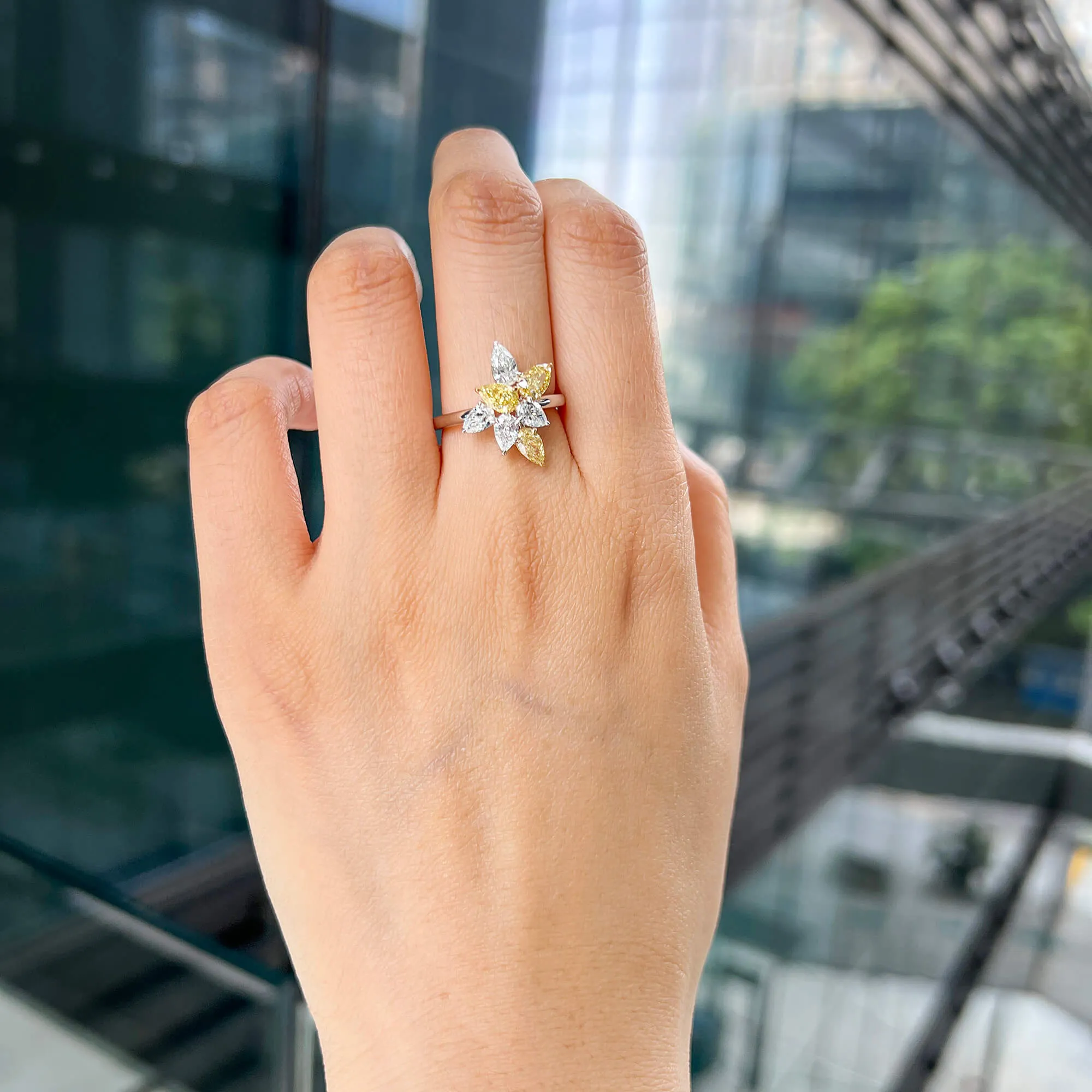Fancy Yellow Diamond Ring, 2.06 Ct. TW, Pear shape,Rings Colored Diamond