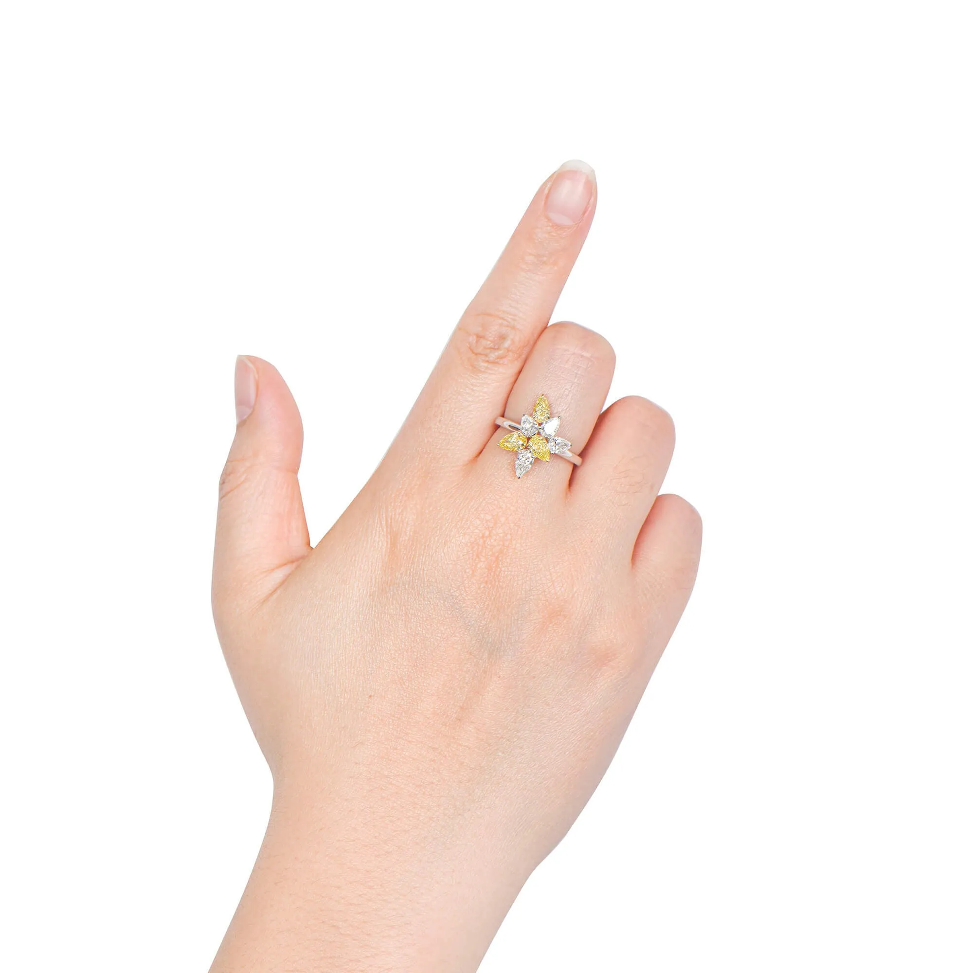 Fancy Yellow Diamond Ring, 2.06 Ct. TW, Pear shape,Rings Colored Diamond