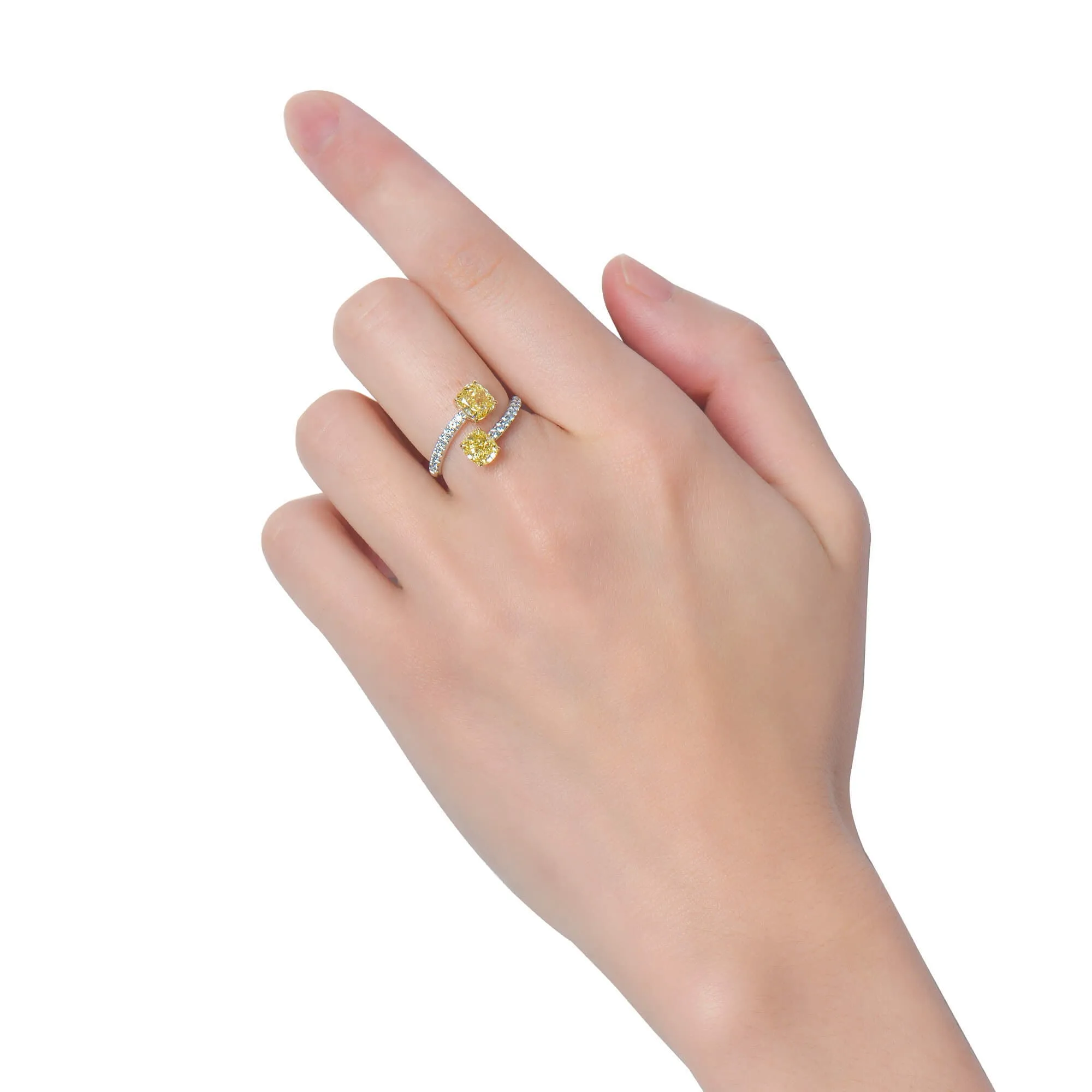 Fancy Yellow Diamond Ring, 2.25 Ct. TW, Cushion shape, GIA Certified,Rings Colored Diamond