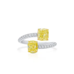 Fancy Yellow Diamond Ring, 2.25 Ct. TW, Cushion shape, GIA Certified,Rings Colored Diamond