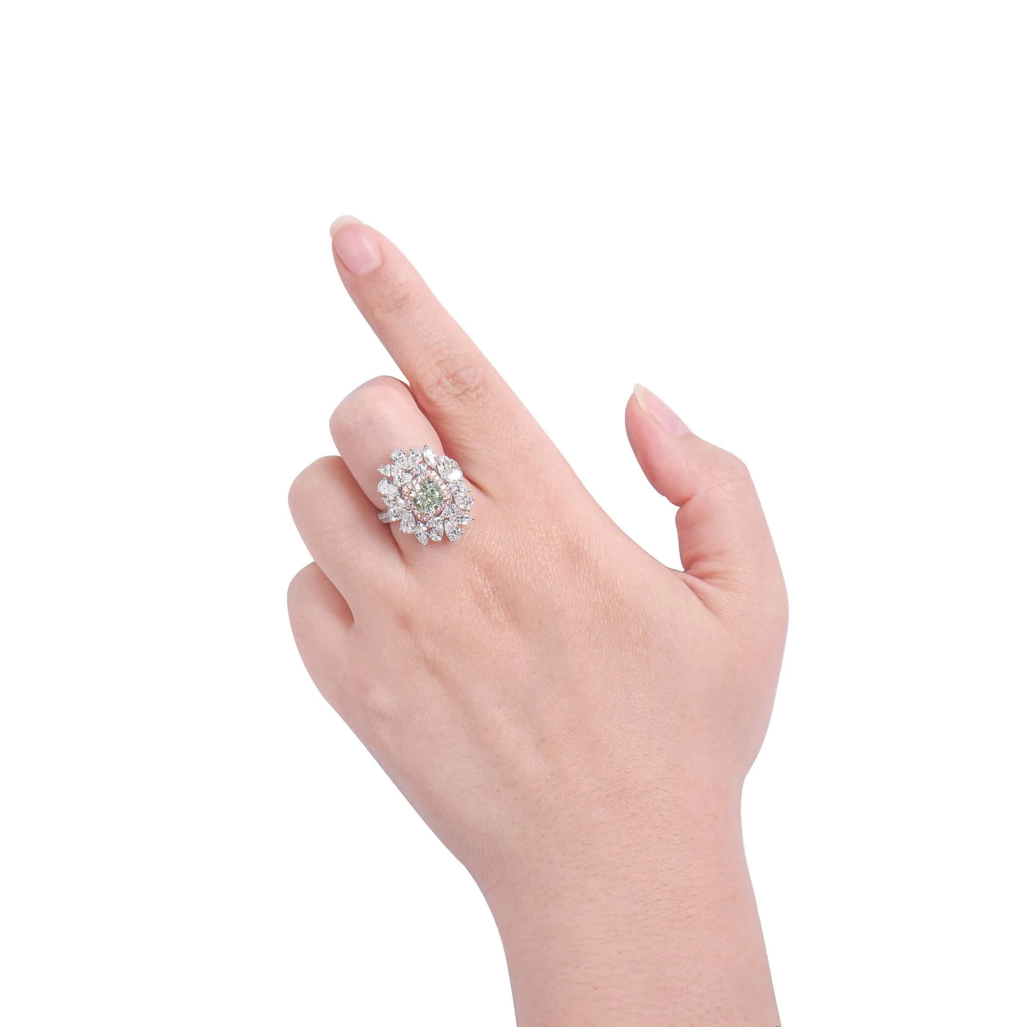 Fancy Yellow Green Diamond Ring, 4.59 Ct. TW, Radiant shape, GIA Certified,Rings Colored Diamond