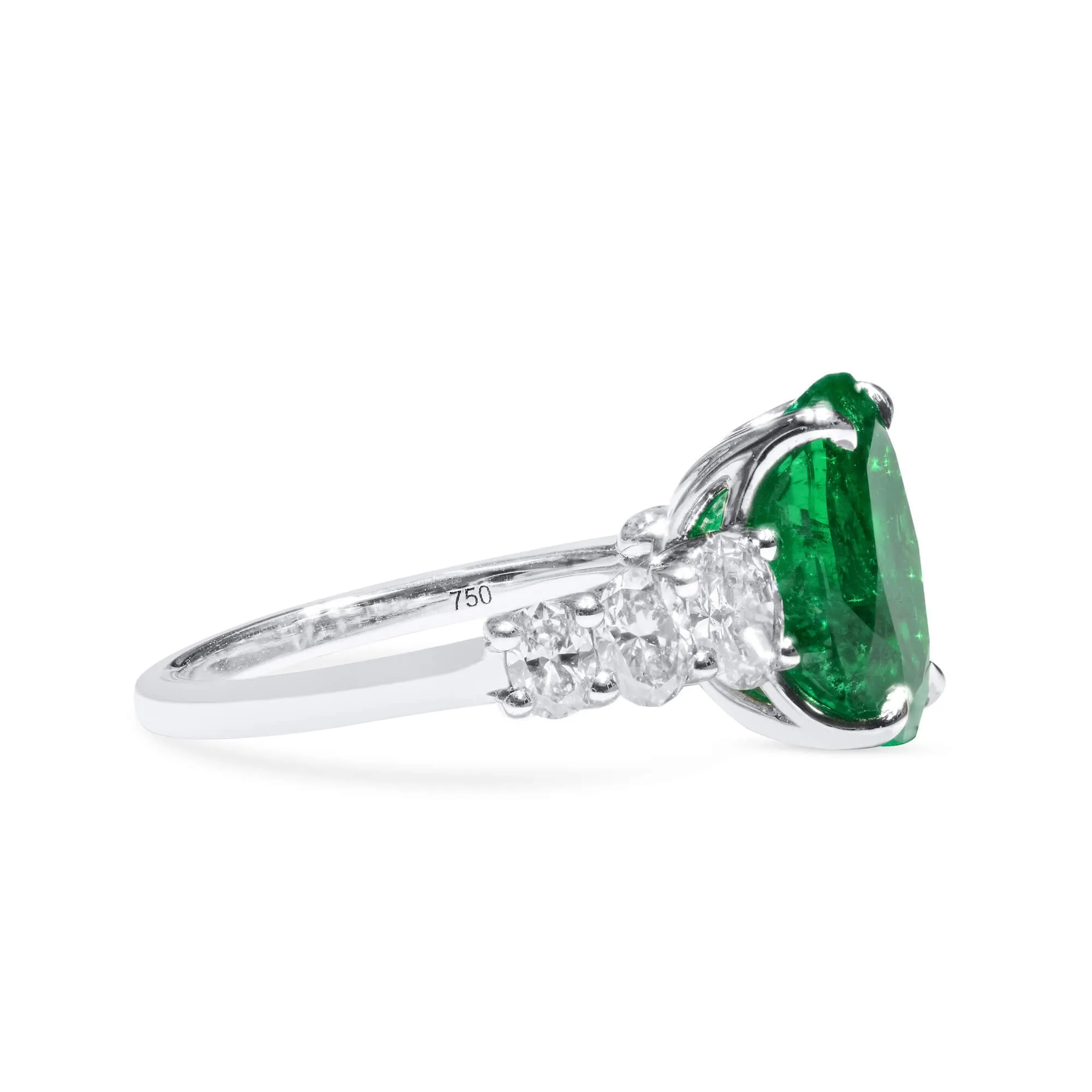 Green Colombian Emerald And Diamond Ring, 4.41 Ct. (5.56 Ct. TW), GRS2021-118012,Emerald Rings