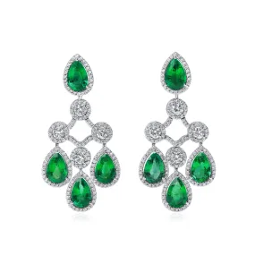 Green Emerald And Diamond Earrings, 1.79 Ct. (2.01 Ct. TW), Oval Shape,Emerald Earrings