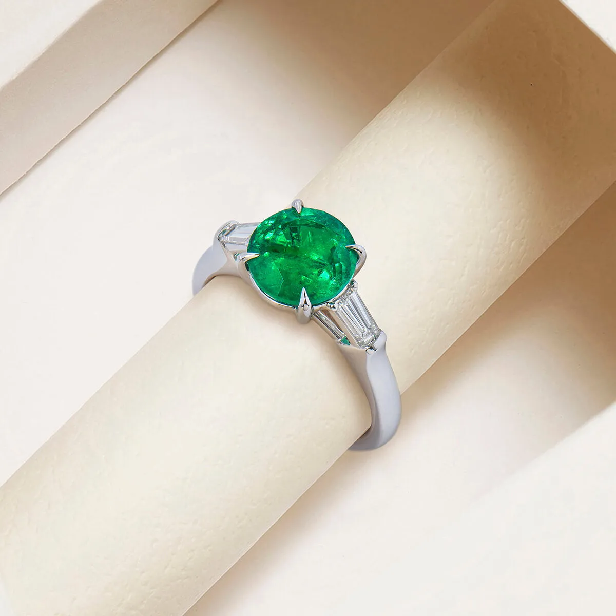 Green Emerald And Diamond Ring, 2.05 Ct. (2.38 Ct. TW), GRS2020-098739,Emerald Rings