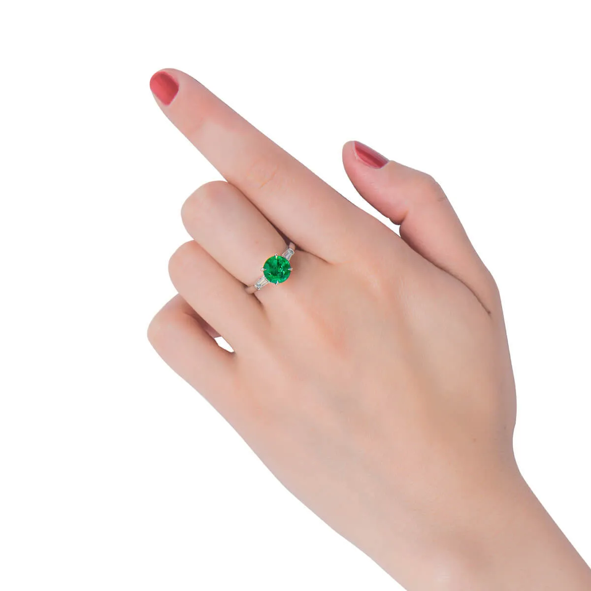 Green Emerald And Diamond Ring, 2.05 Ct. (2.38 Ct. TW), GRS2020-098739,Emerald Rings