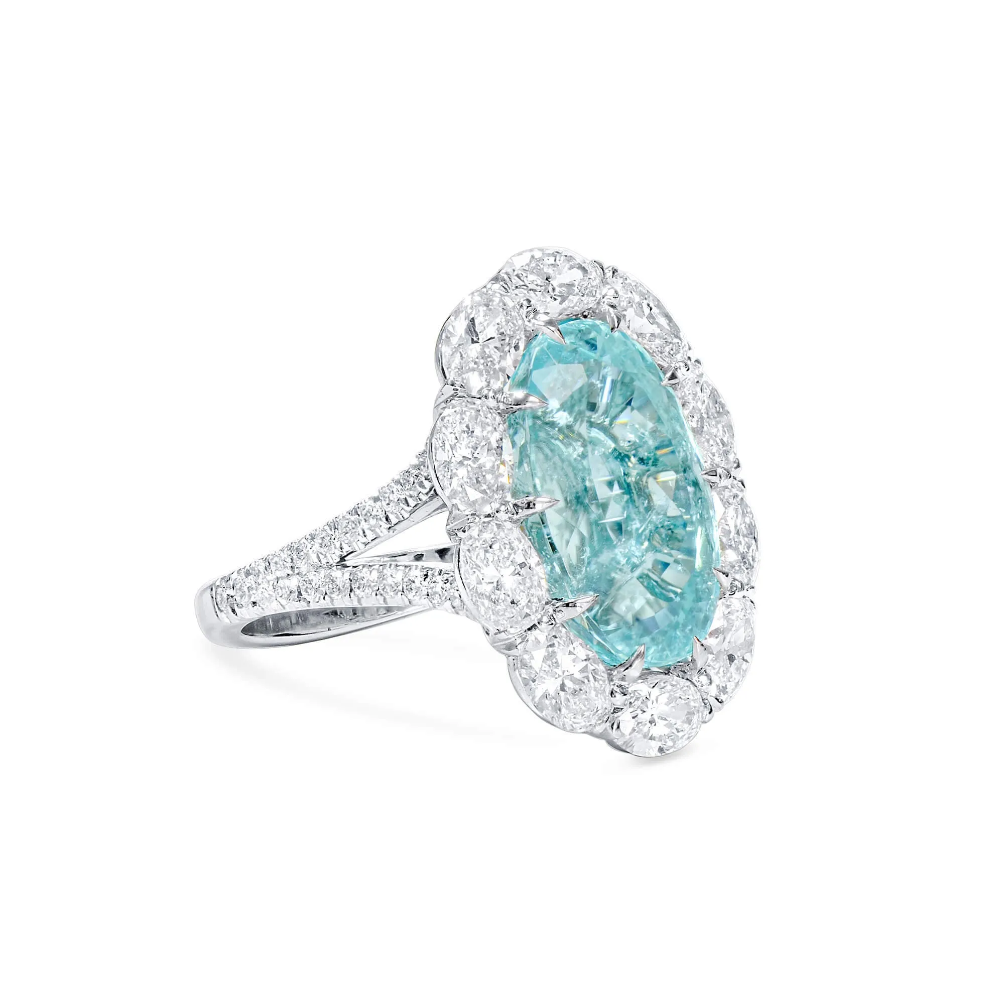 Greenish-Blue Diamond Ring, 12.40 Ct. TW, Oval shape, GRS Certified,Rings Colored Diamond