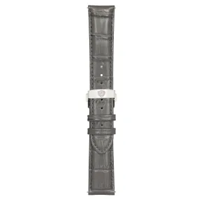 Grey Calfskin Leather Watch Band w/ Silver Accent,Premium watch strap