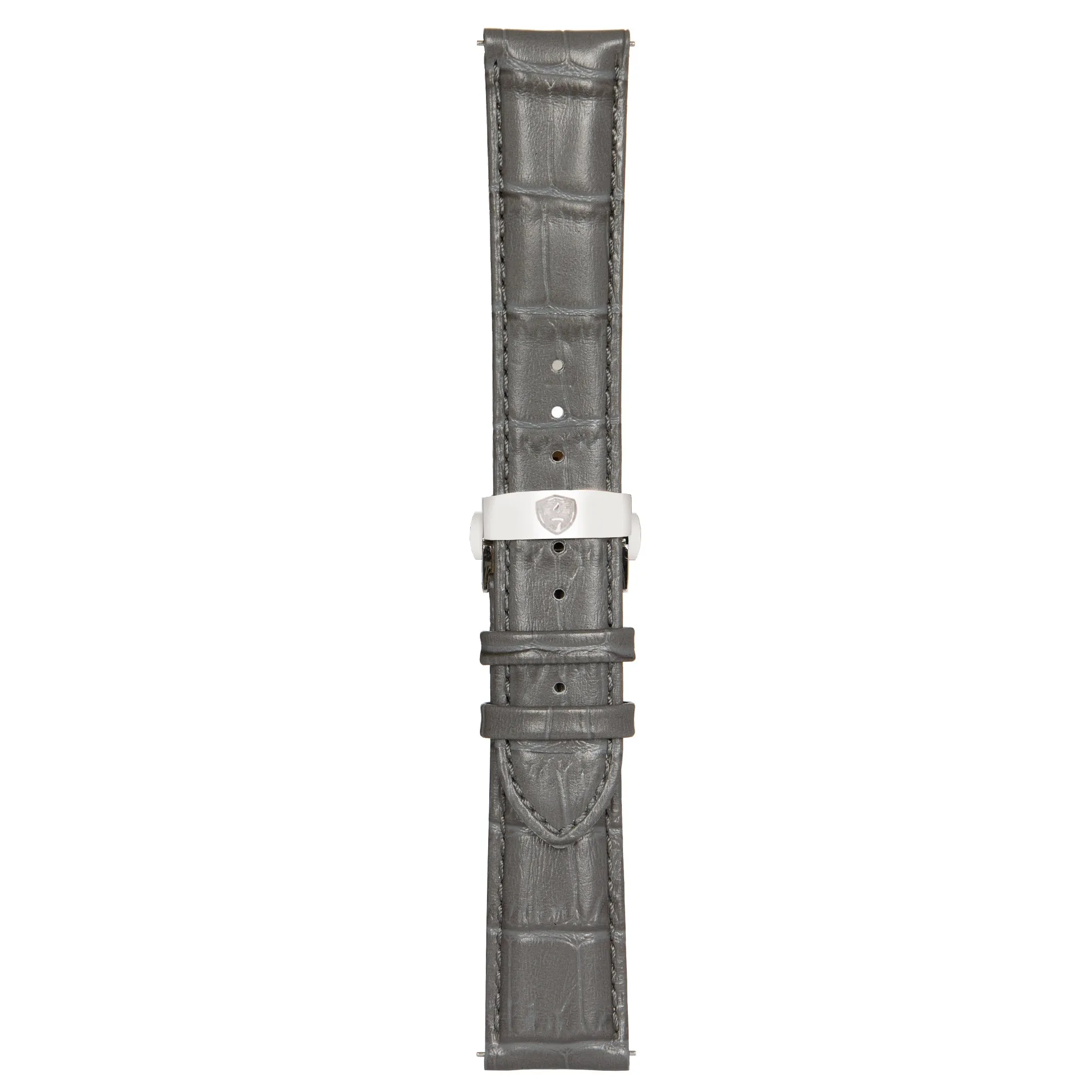 Grey Calfskin Leather Watch Band w/ Silver Accent,Premium watch strap