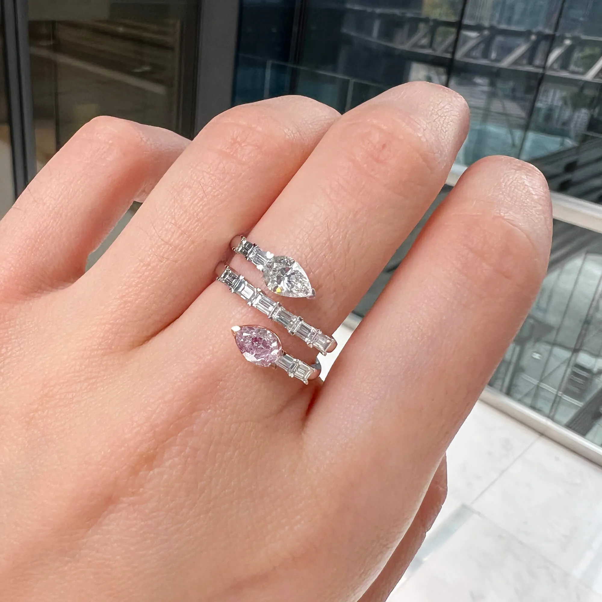 Light Pink and White Diamond Ring, 0.50 Ct. (1.42 Ct. TW), Pear Shape, 1413871960,Rings Colored Diamond