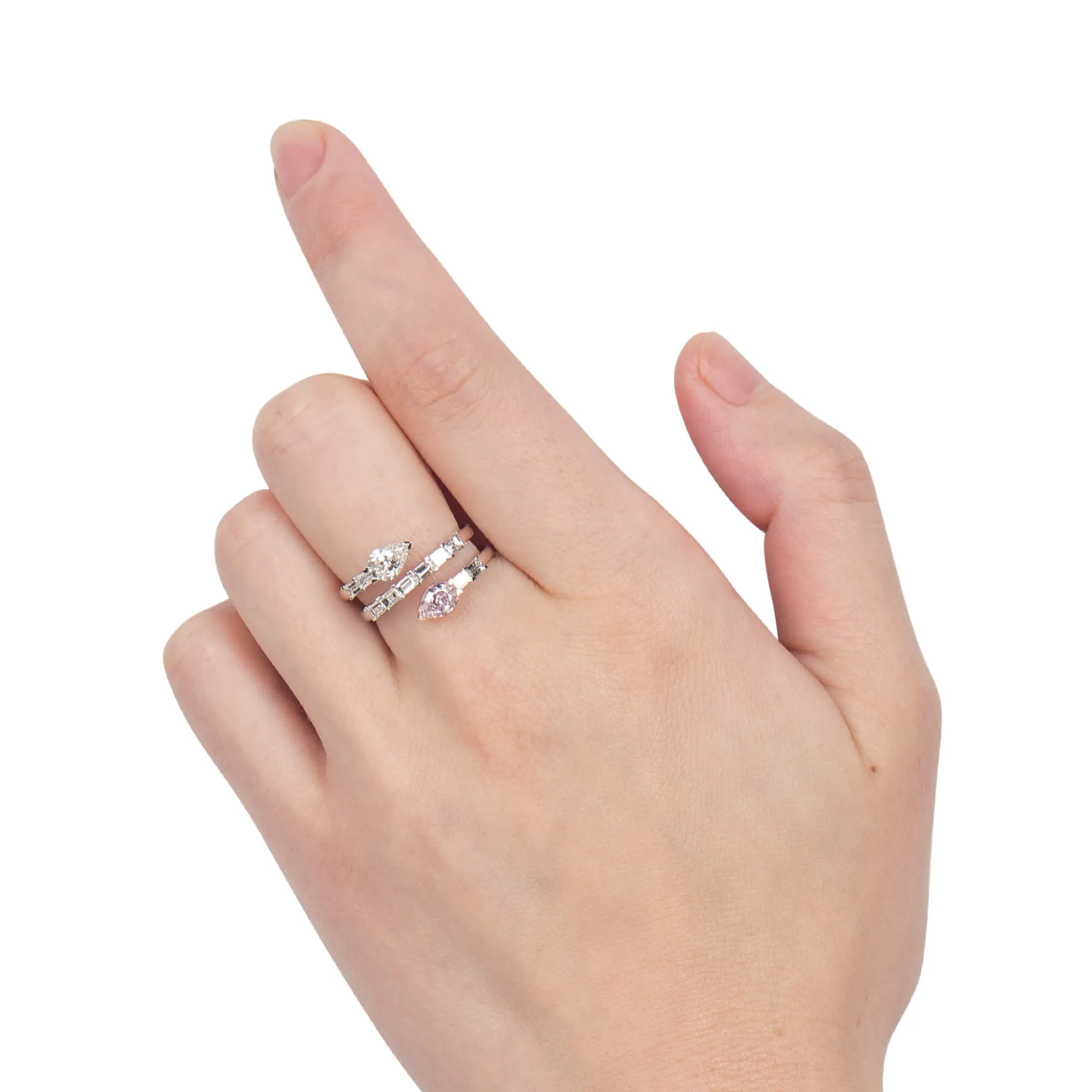 Light Pink and White Diamond Ring, 0.50 Ct. (1.42 Ct. TW), Pear Shape, 1413871960,Rings Colored Diamond
