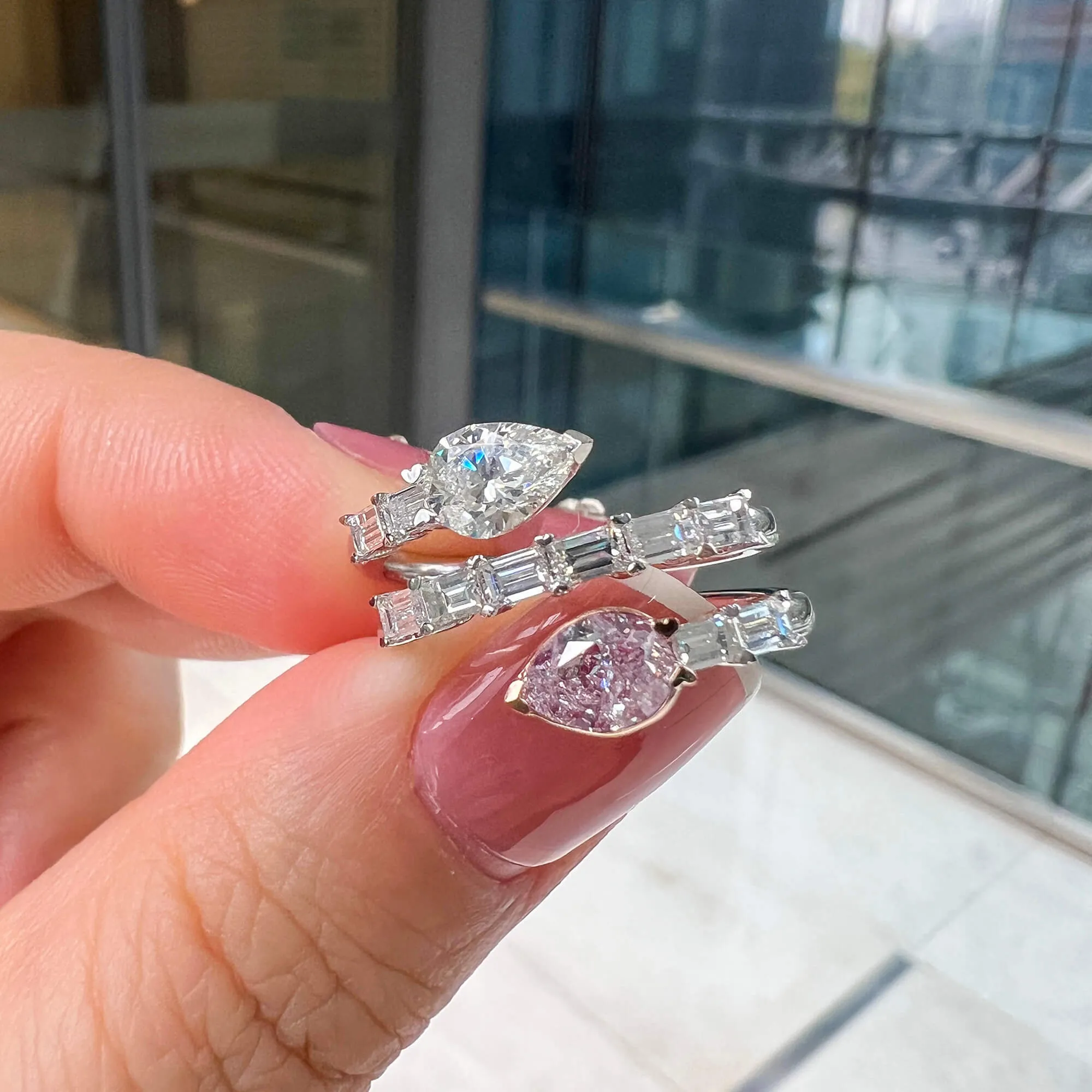 Light Pink and White Diamond Ring, 0.50 Ct. (1.42 Ct. TW), Pear Shape, 1413871960,Rings Colored Diamond