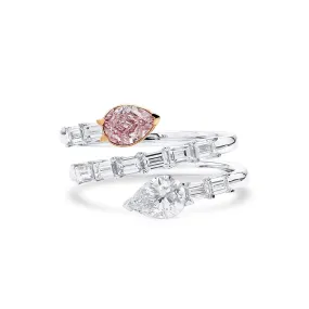Light Pink and White Diamond Ring, 0.50 Ct. (1.42 Ct. TW), Pear Shape, 1413871960,Rings Colored Diamond