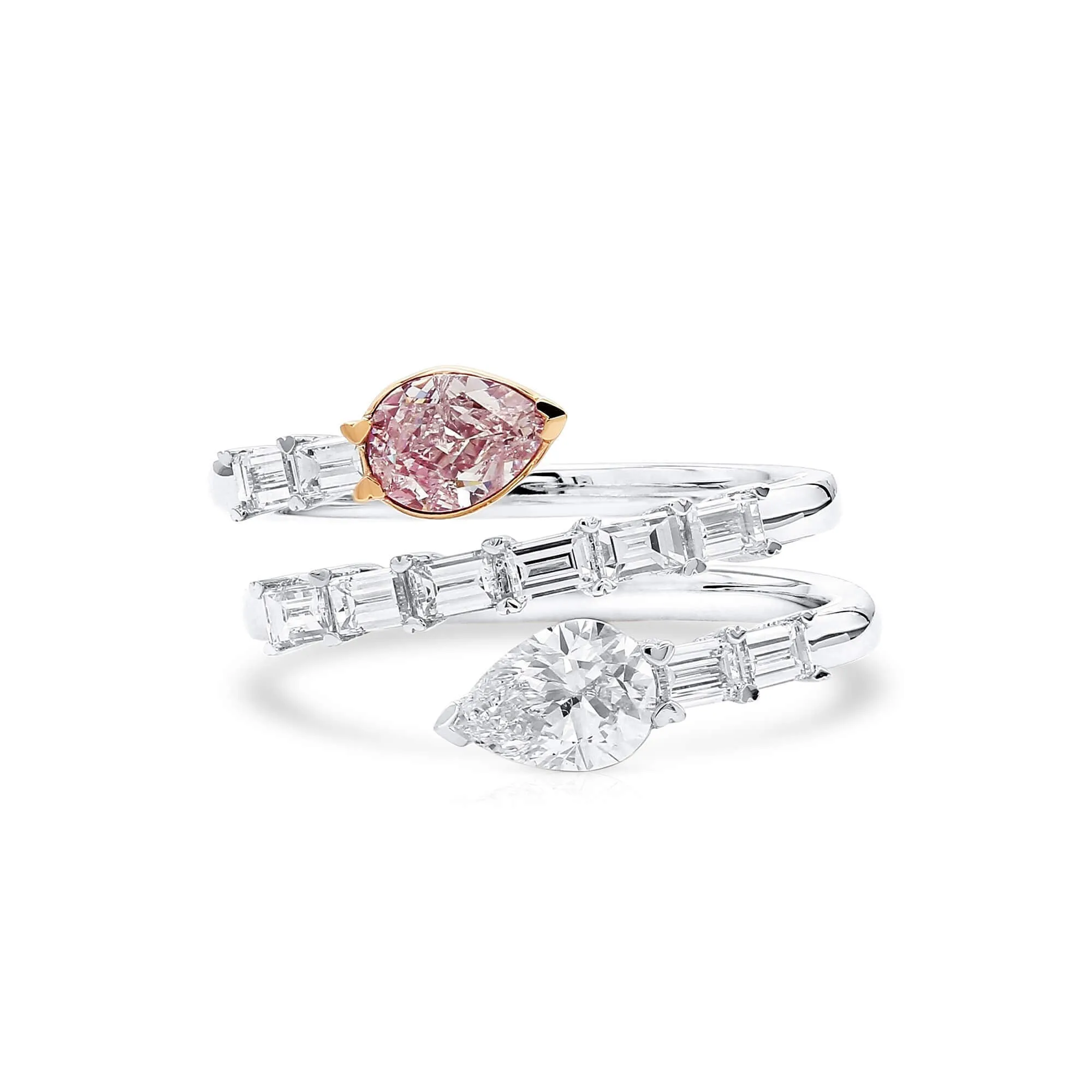 Light Pink and White Diamond Ring, 0.50 Ct. (1.42 Ct. TW), Pear Shape, 1413871960,Rings Colored Diamond