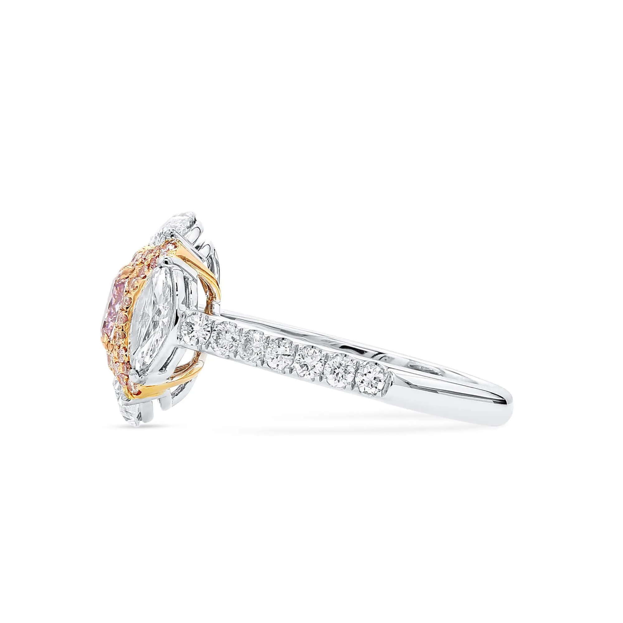 Light Pink and White Diamond Ring, 0.70 Ct. (2.38 Ct. TW), Cushion shape, 2396528726,Rings Colored Diamond