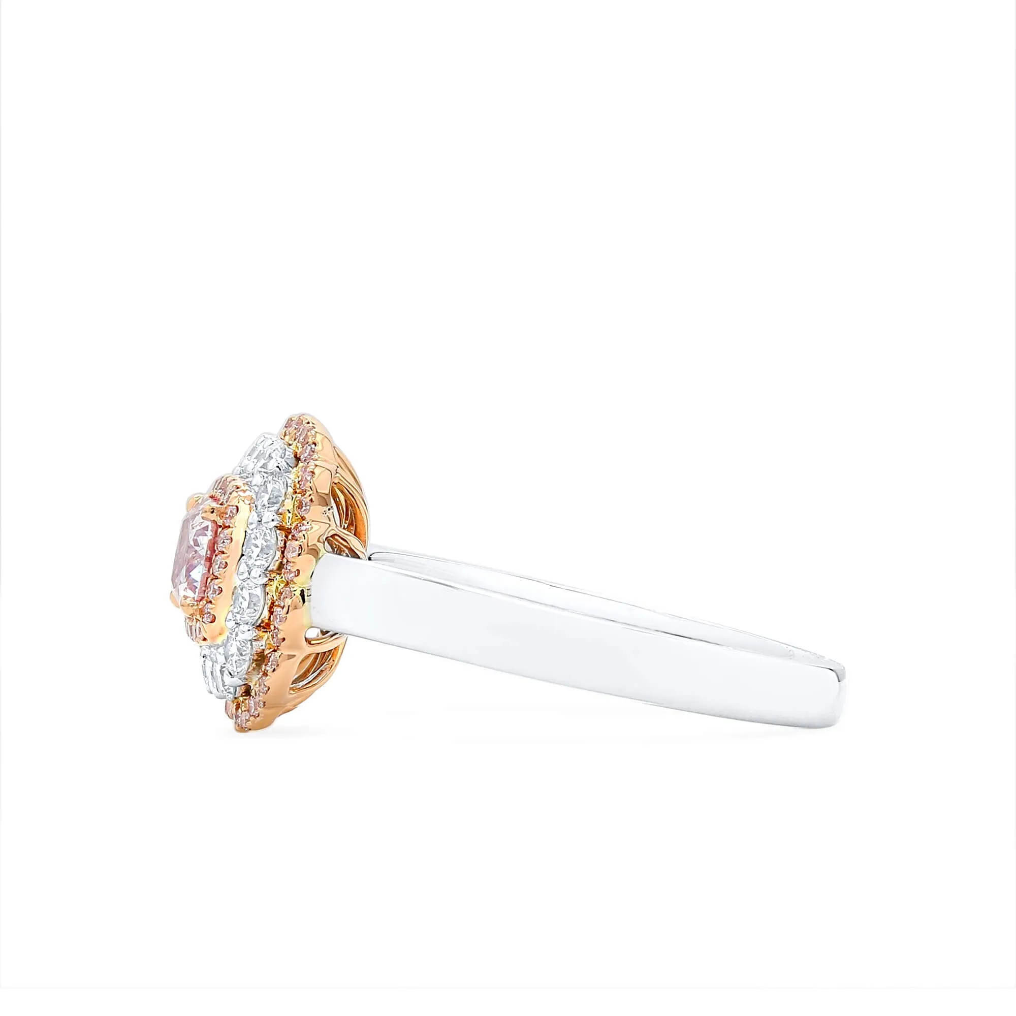 Light Pink Diamond Ring, 0.97 Ct. TW, Cushion shape, GIA Certified,Rings Colored Diamond