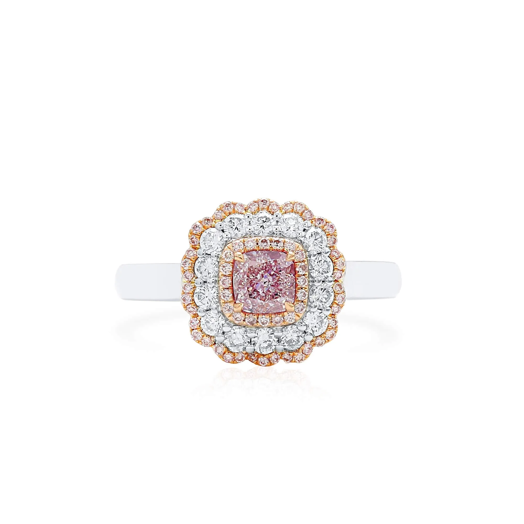 Light Pink Diamond Ring, 0.97 Ct. TW, Cushion shape, GIA Certified,Rings Colored Diamond