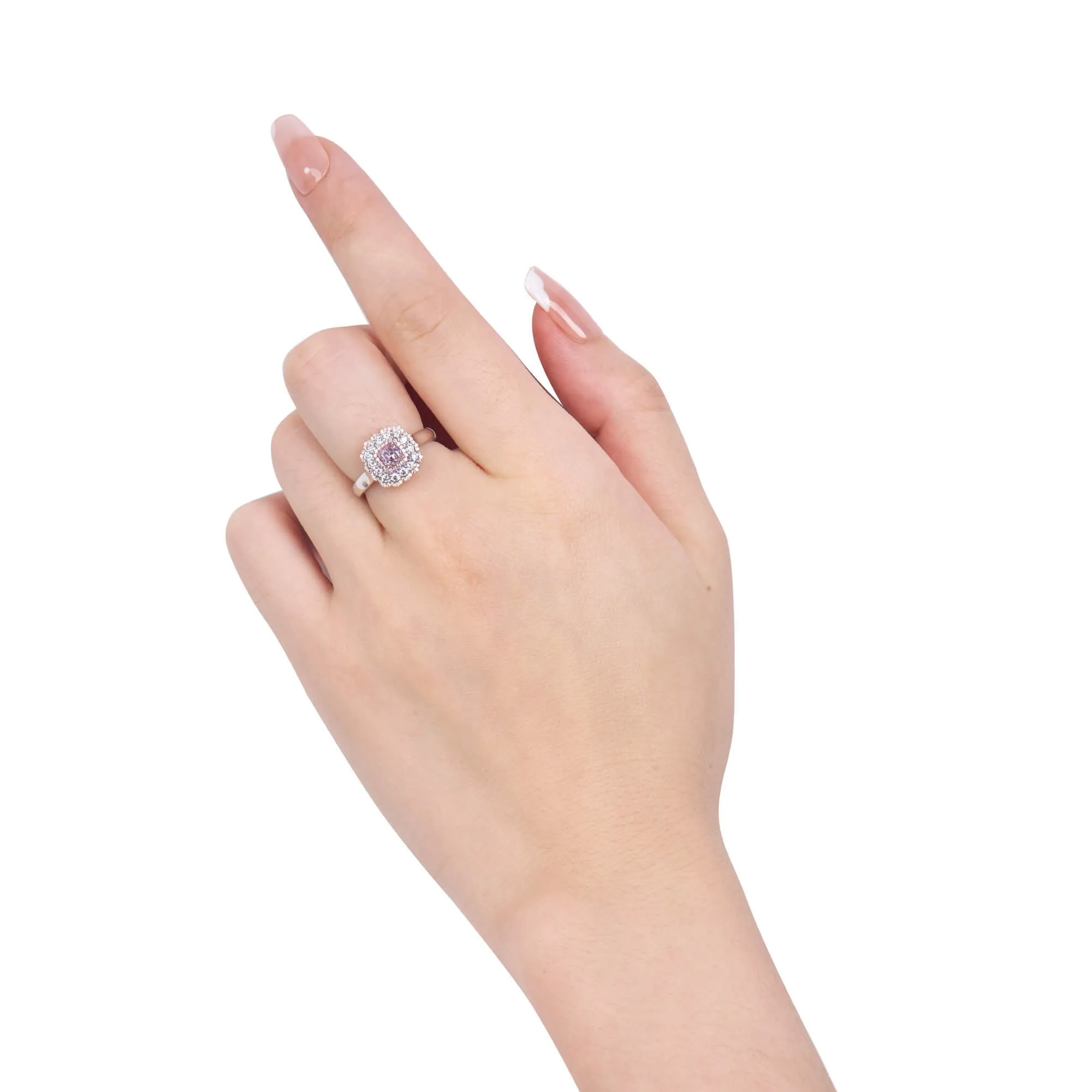 Light Pink Diamond Ring, 0.97 Ct. TW, Cushion shape, GIA Certified,Rings Colored Diamond