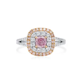 Light Pink Diamond Ring, 1.07 Ct. TW, Cushion shape, GIA Certified,Rings Colored Diamond