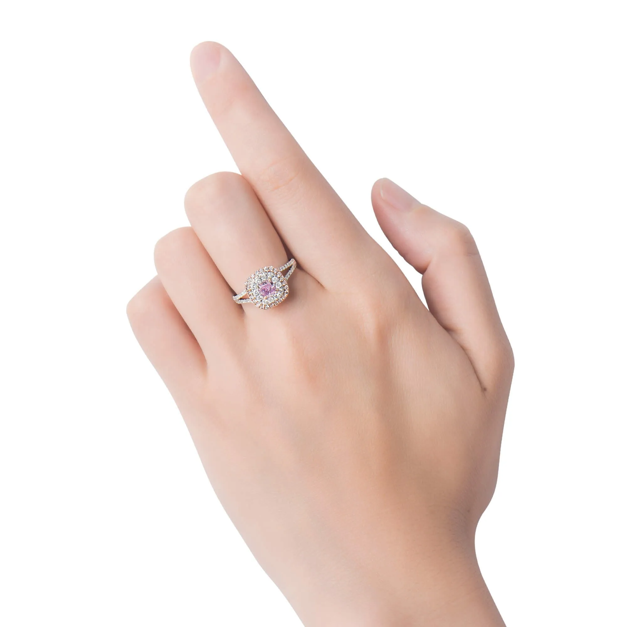 Light Pink Diamond Ring, 1.07 Ct. TW, Cushion shape, GIA Certified,Rings Colored Diamond