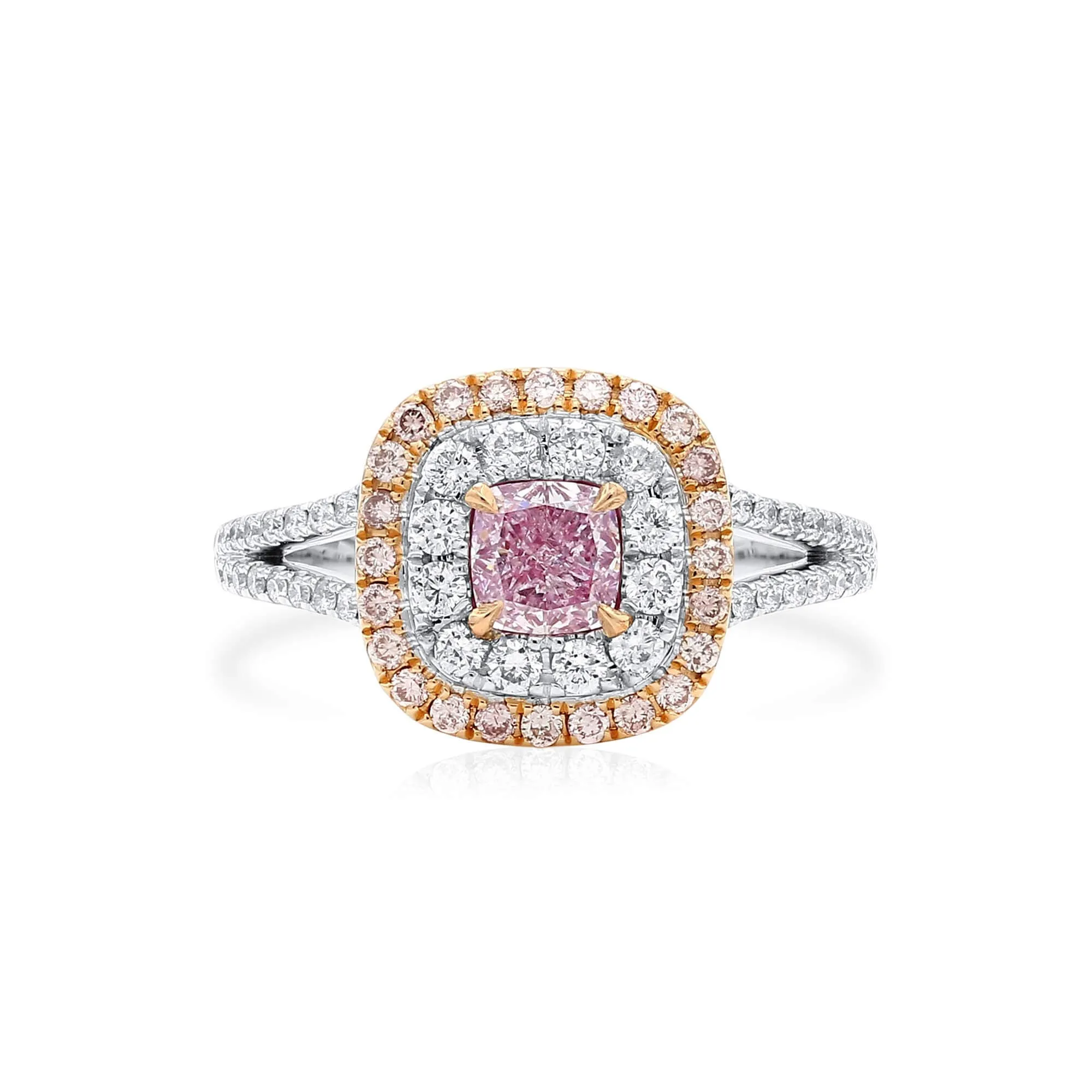 Light Pink Diamond Ring, 1.07 Ct. TW, Cushion shape, GIA Certified,Rings Colored Diamond