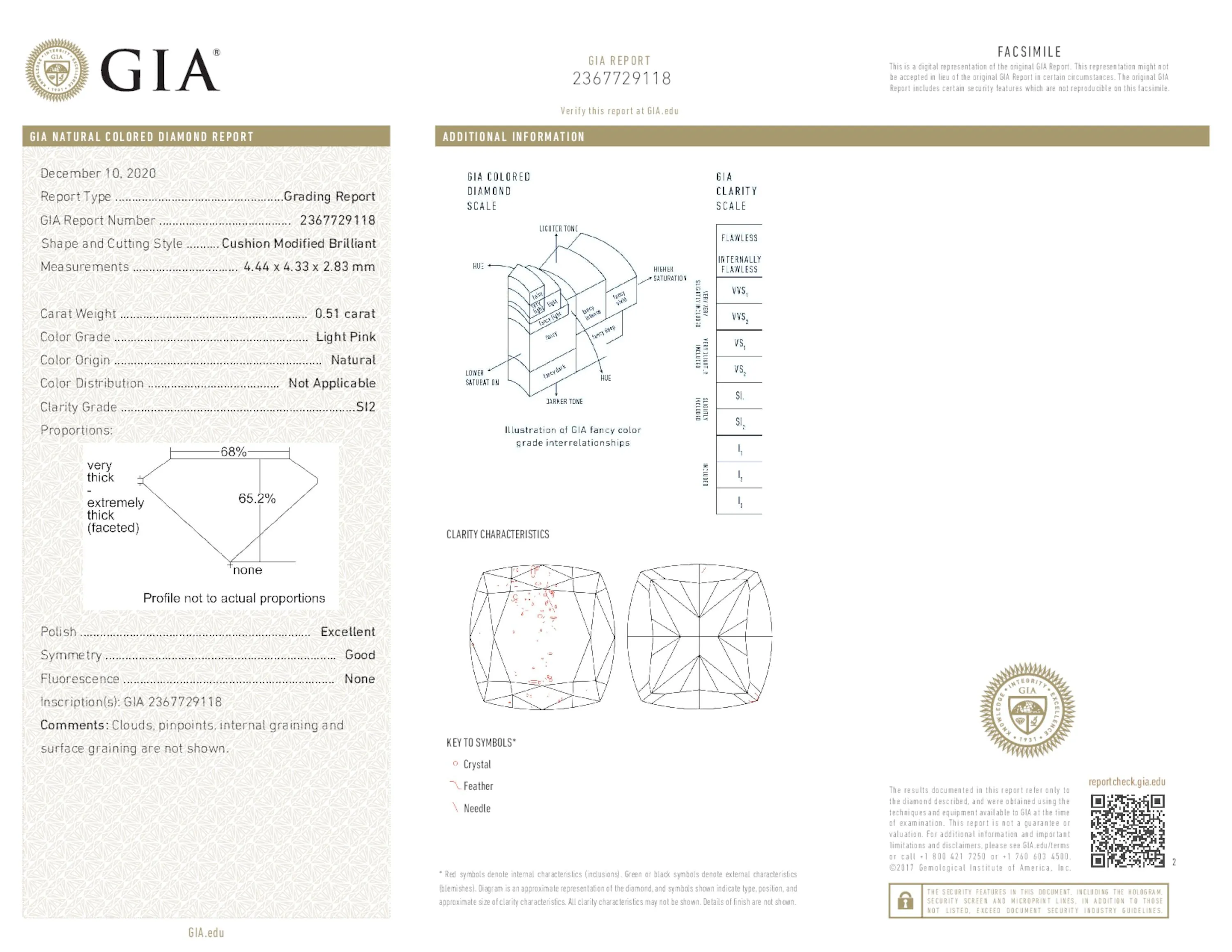 Light Pink Diamond Ring, 1.07 Ct. TW, Cushion shape, GIA Certified,Rings Colored Diamond