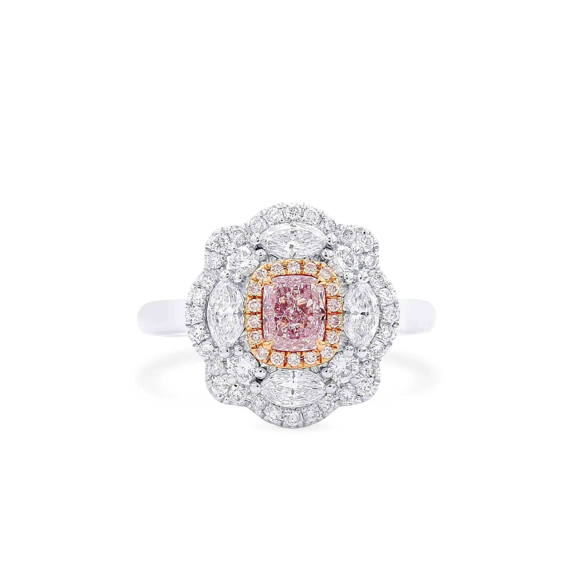 Light Pink Diamond Ring, 1.33 Ct. TW, Cushion shape, GIA Certified,Rings Colored Diamond
