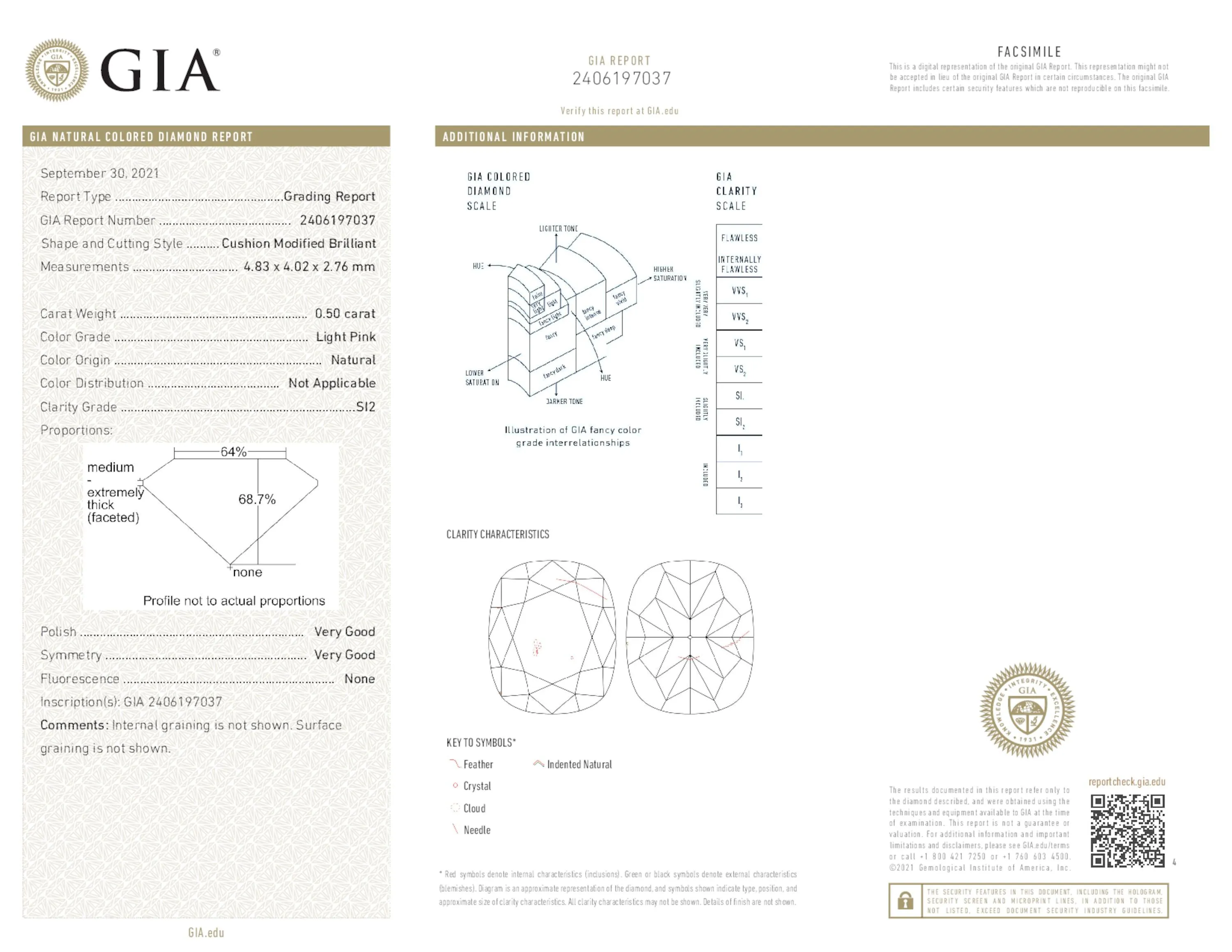 Light Pink Diamond Ring, 1.33 Ct. TW, Cushion shape, GIA Certified,Rings Colored Diamond