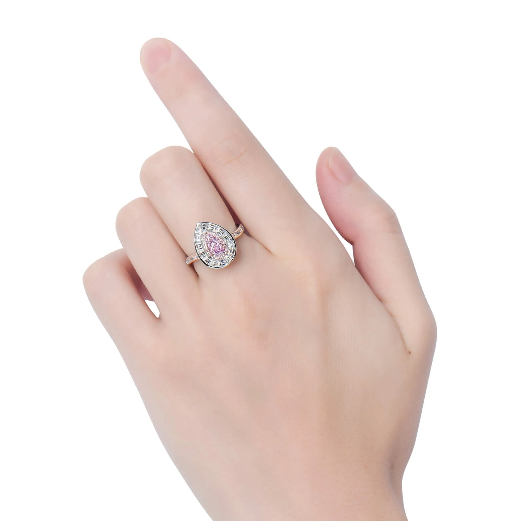 Light Pink Diamond Ring, 1.92 Ct. TW, Pear shape, GIA Certified,Rings Colored Diamond