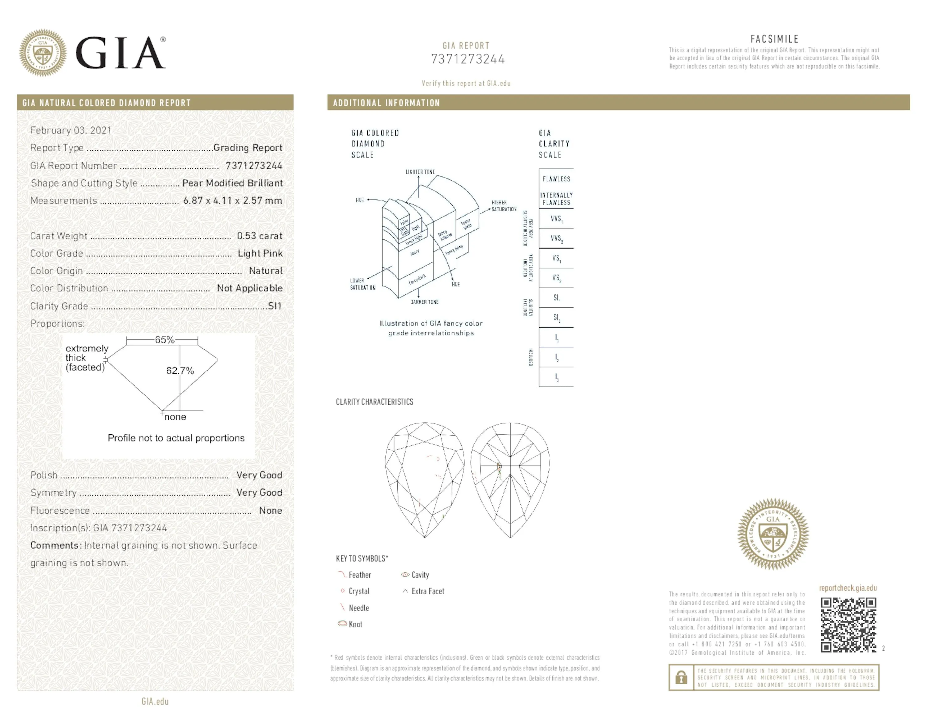 Light Pink Diamond Ring, 1.93 Ct. TW, Pear shape, GIA Certified,Rings Colored Diamond