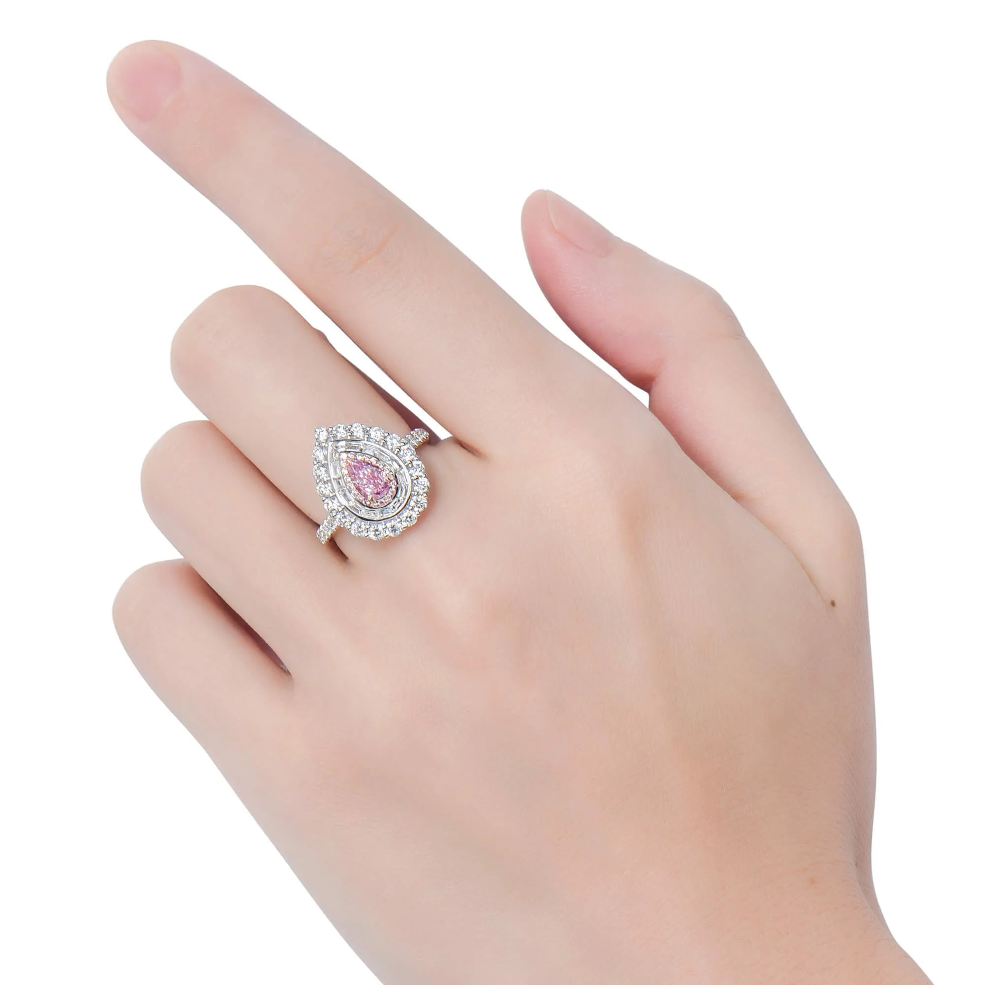 Light Pink Diamond Ring, 1.93 Ct. TW, Pear shape, GIA Certified,Rings Colored Diamond