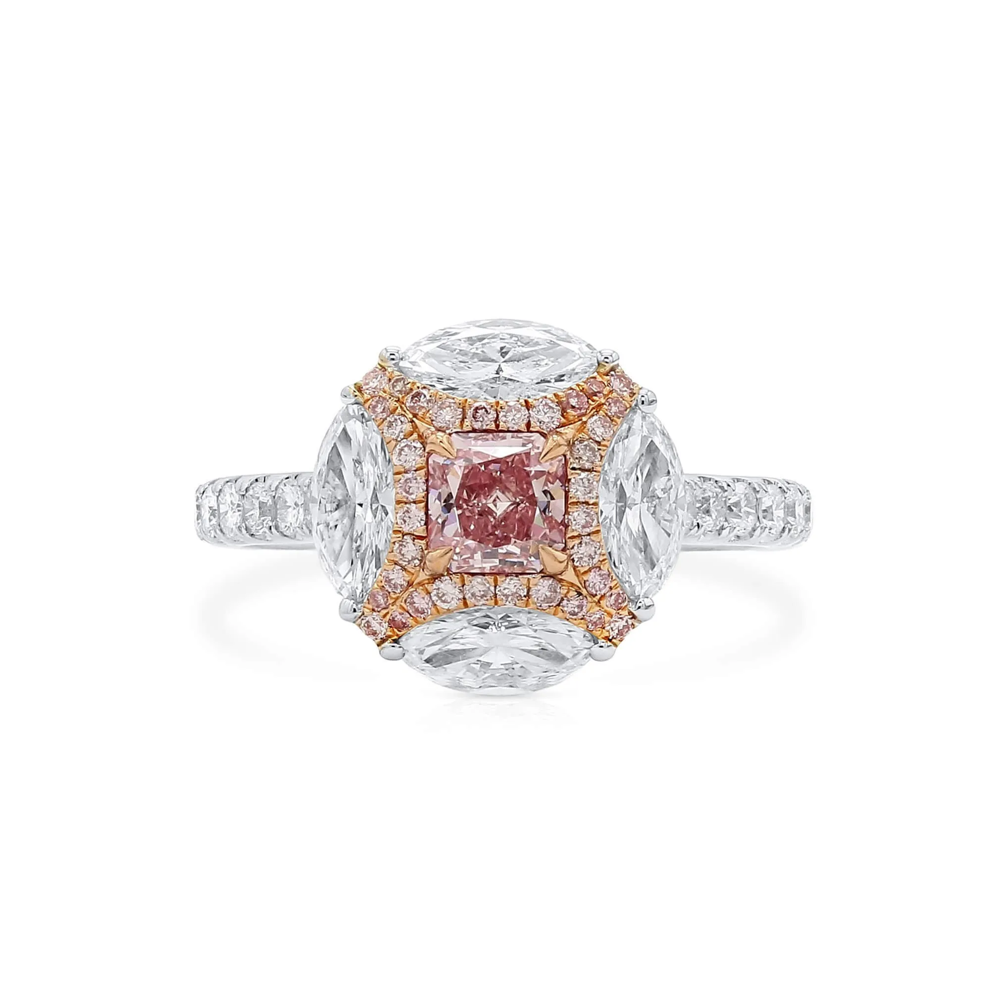 Light Pink Diamond Ring, 1.93 Ct. TW, Radiant shape, GIA Certified,Rings Colored Diamond