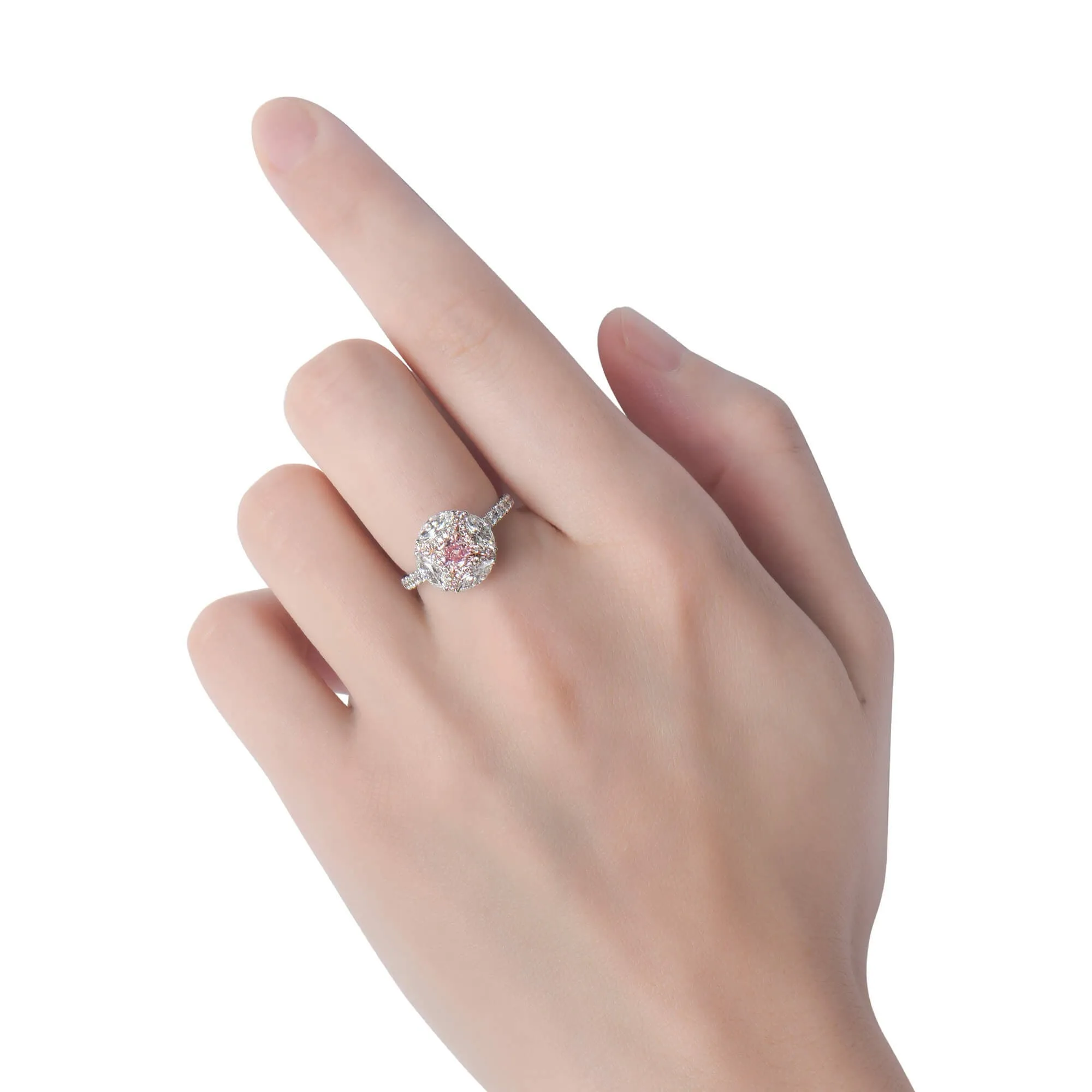 Light Pink Diamond Ring, 1.93 Ct. TW, Radiant shape, GIA Certified,Rings Colored Diamond