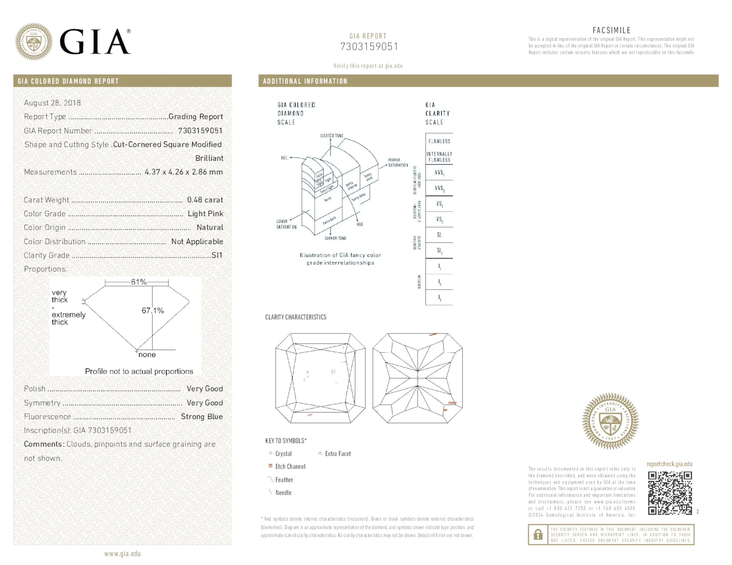 Light Pink Diamond Ring, 1.93 Ct. TW, Radiant shape, GIA Certified,Rings Colored Diamond