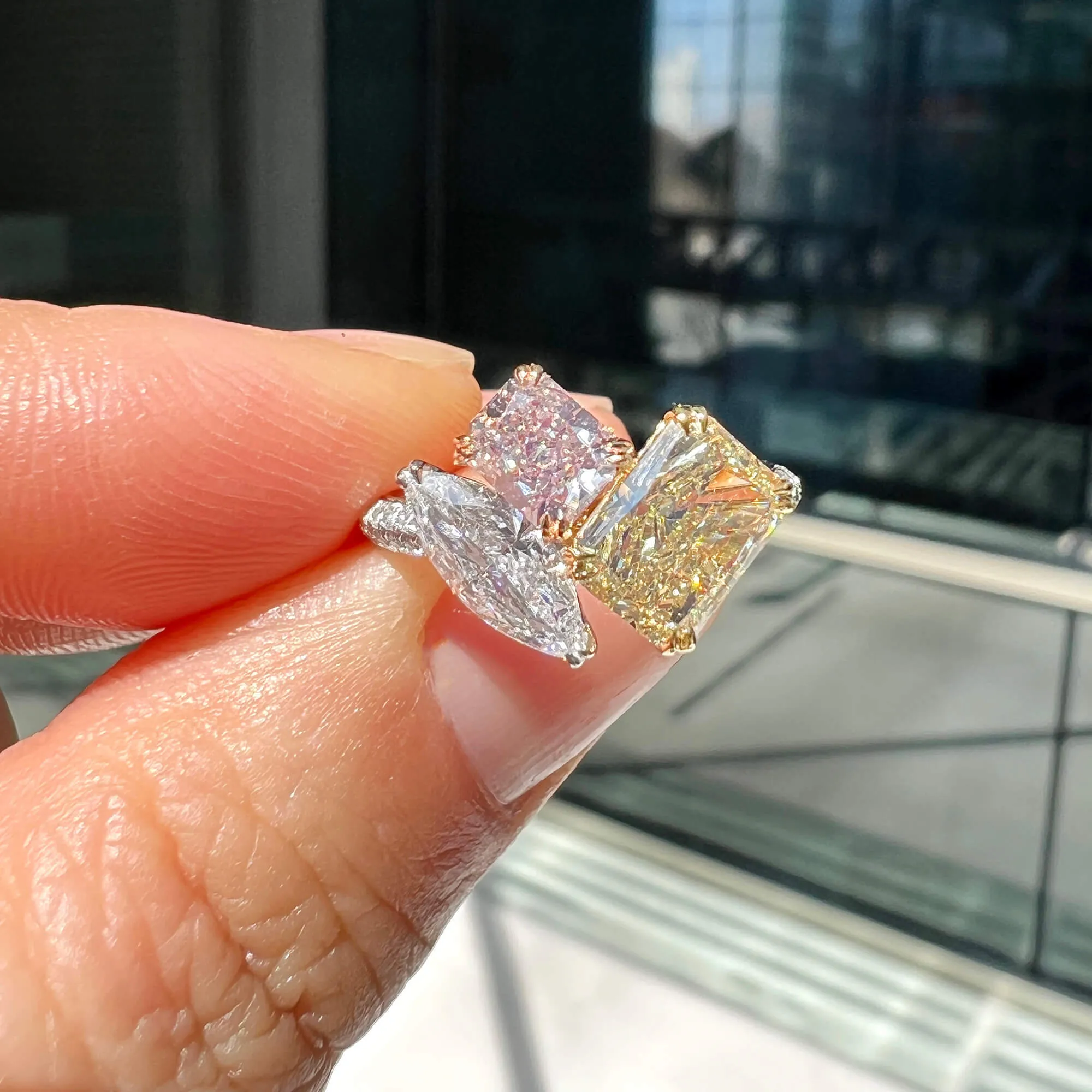 Light Pink Diamond Ring, 2.64 Ct. TW, MIX shape, GIA Certified,Rings Colored Diamond