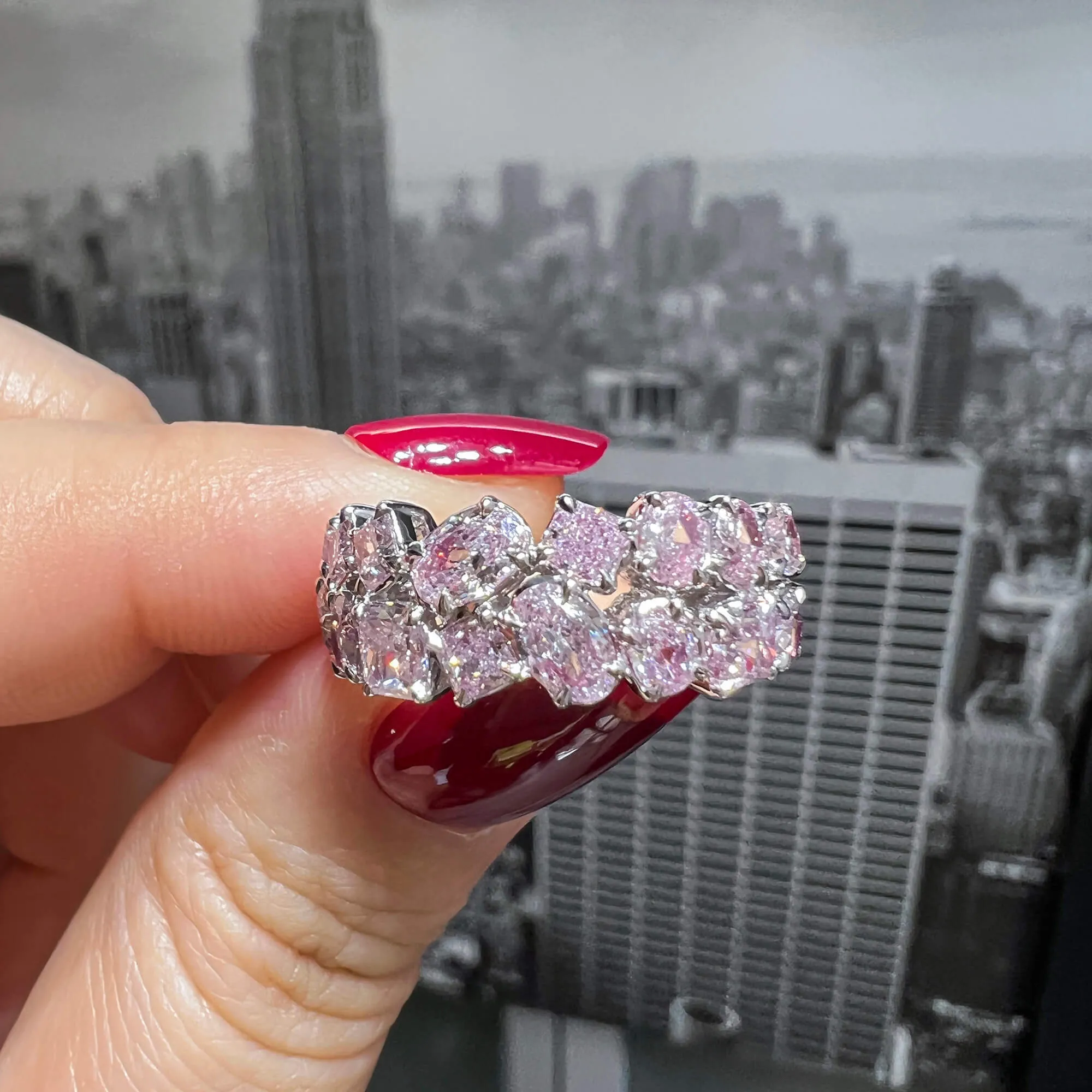 Light Pink Diamond Ring, 2.82 Ct. TW, MIX shape,Rings Colored Diamond