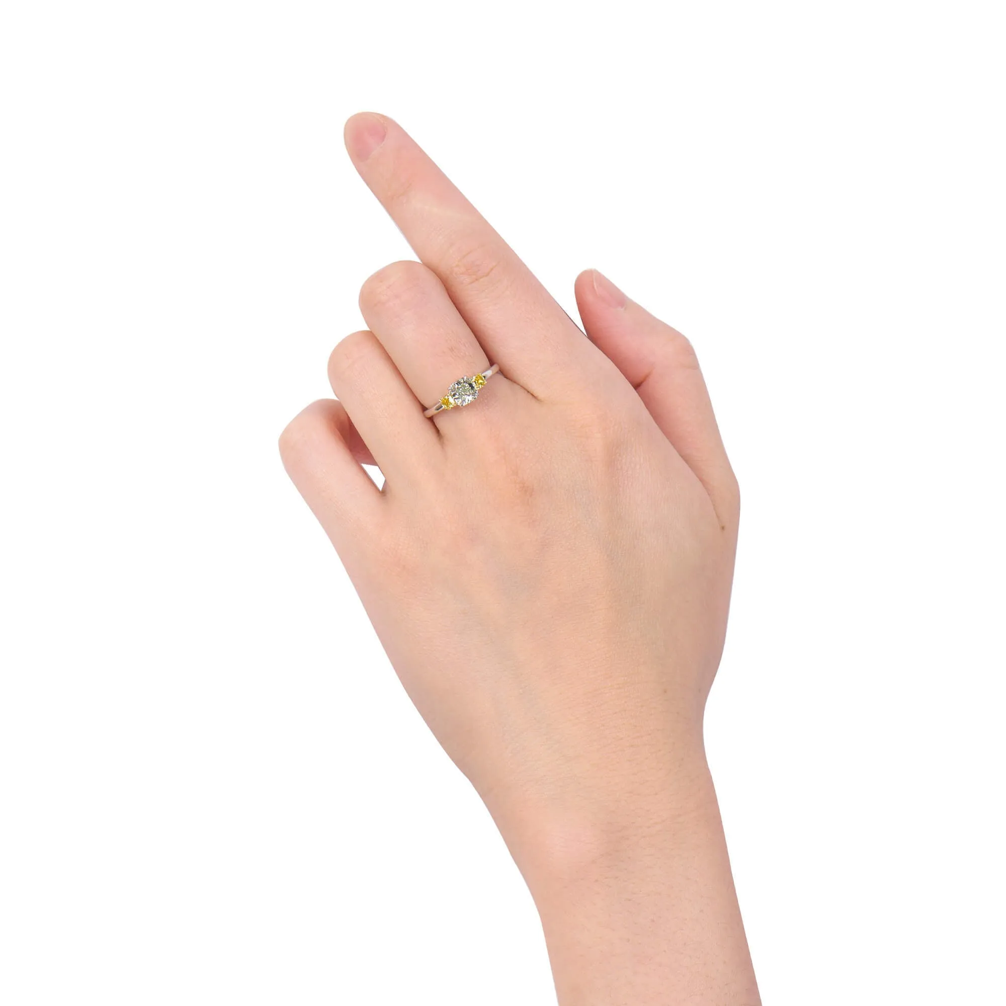 Light Yellow Green Diamond Ring, 0.83 Ct. (1.19 Ct. TW), Radiant Shape, 3135873796,Rings Colored Diamond