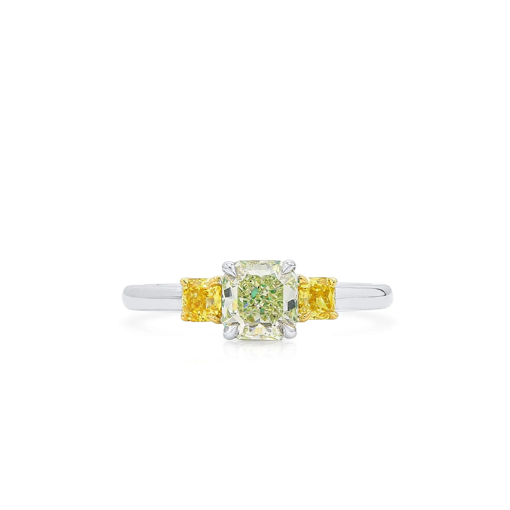 Light Yellow Green Diamond Ring, 0.83 Ct. (1.19 Ct. TW), Radiant Shape, 3135873796,Rings Colored Diamond