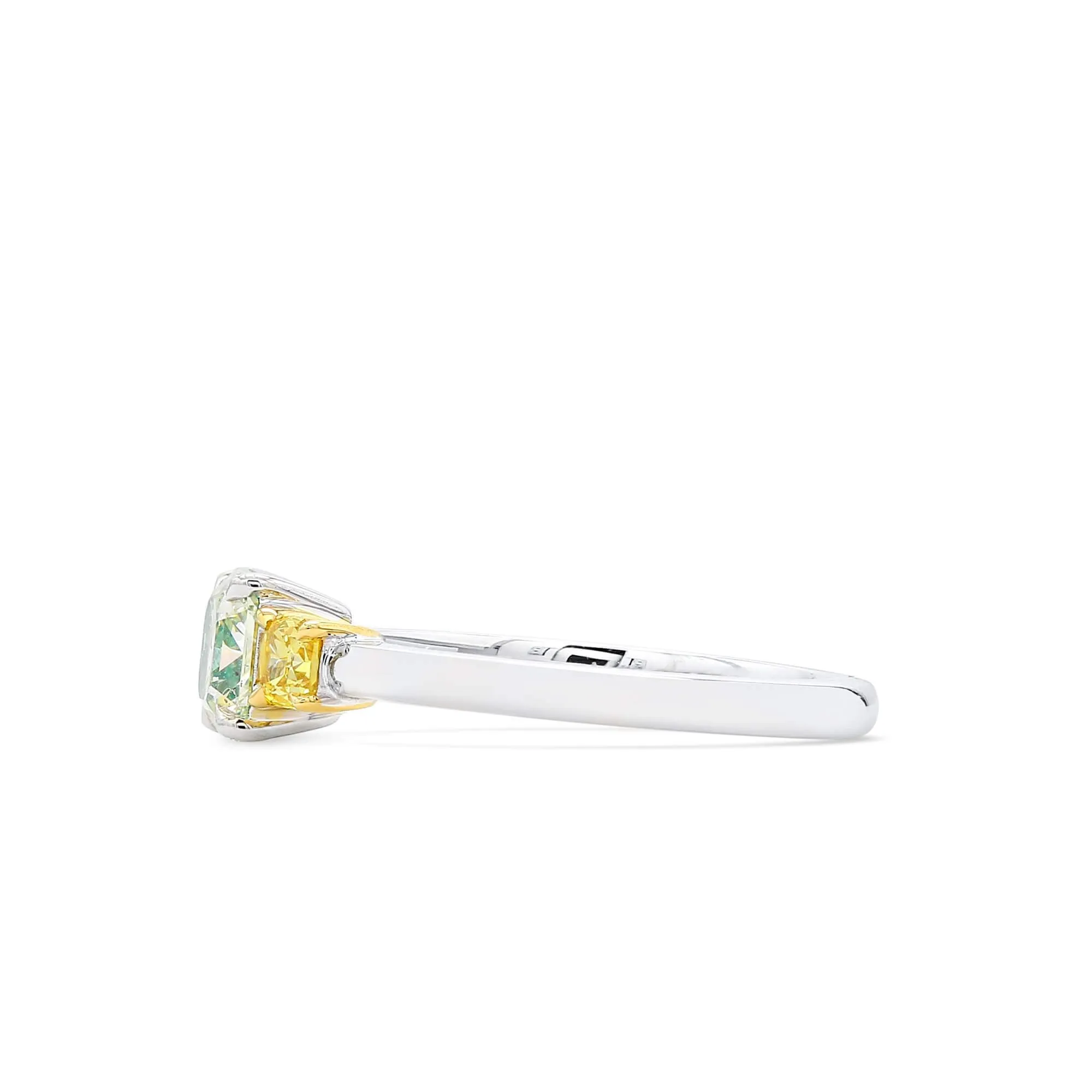 Light Yellow Green Diamond Ring, 0.83 Ct. (1.19 Ct. TW), Radiant Shape, 3135873796,Rings Colored Diamond
