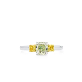 Light Yellow Green Diamond Ring, 0.83 Ct. (1.19 Ct. TW), Radiant Shape, 3135873796,Rings Colored Diamond