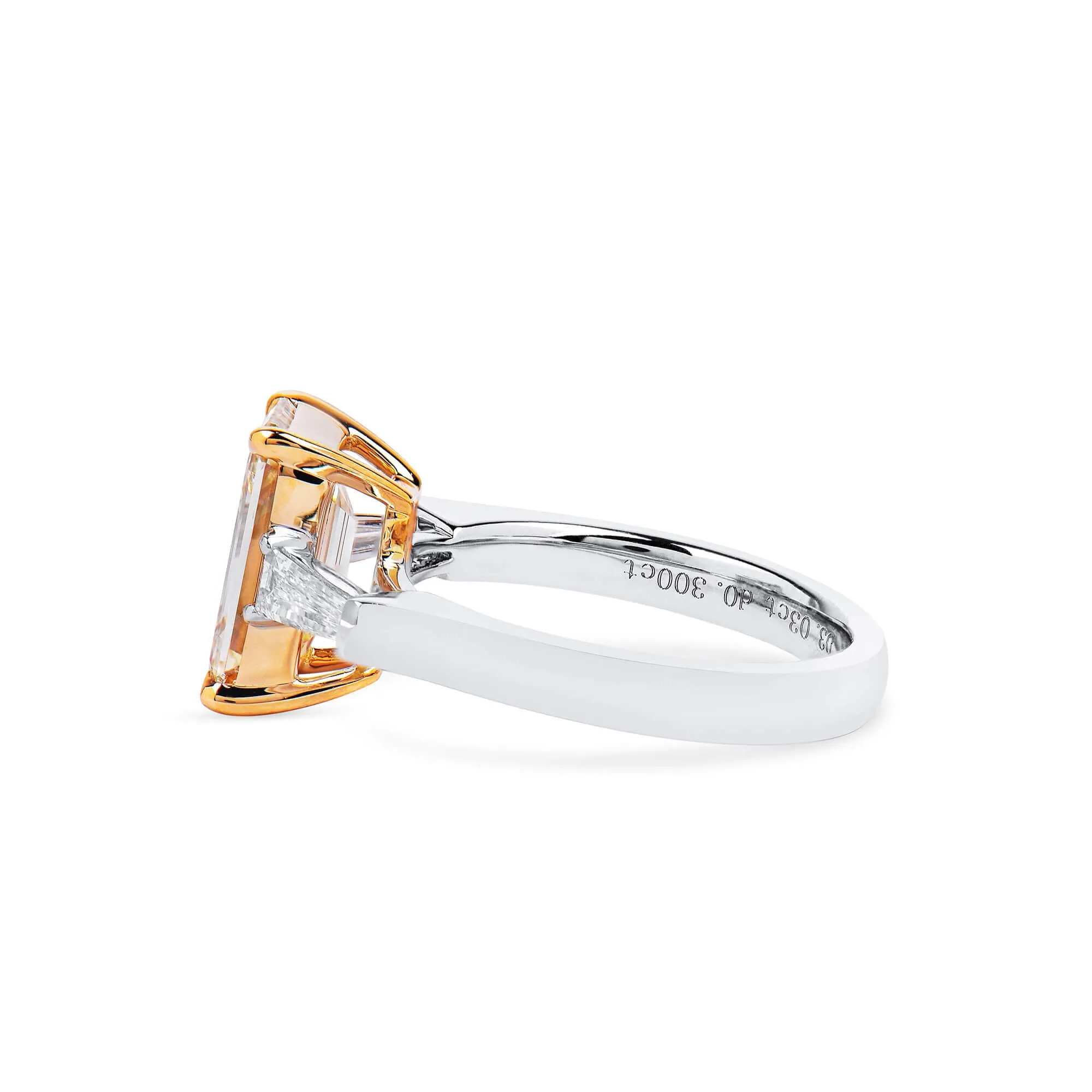 Light Yellow (U-V) Diamond Ring, 3.33 Ct. TW, Emerald shape, GIA Certified,Rings Jewelry