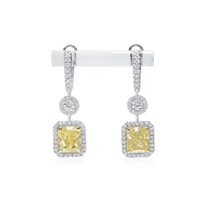 Light Yellow (W-X) Diamond Earrings, 6.04 Ct. TW, Radiant shape, GIA Certified,Earrings Diamond Yellow